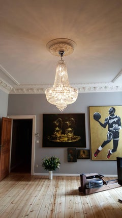 Lampadario di cristallo in stile Art Deco Empire Sac a Pearl Palace Lamp Chrome