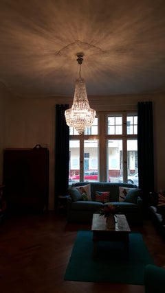 Art Deco Crystal Chandelier Empire Sac a Pearl Palace Lamp Chrome
