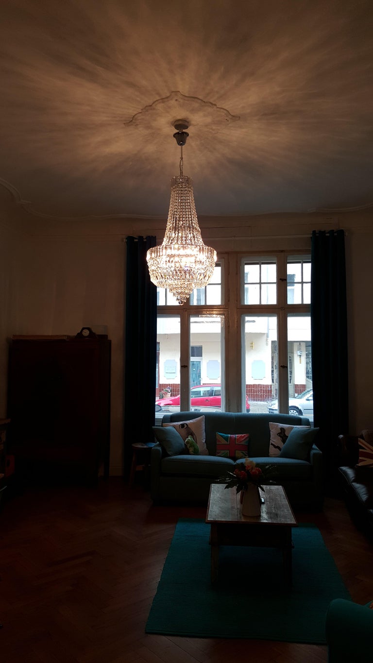 Art Deco Crystal Chandelier Empire Sac A Pearl Palace Lamp Chateau Lustre For Sale At 1stdibs