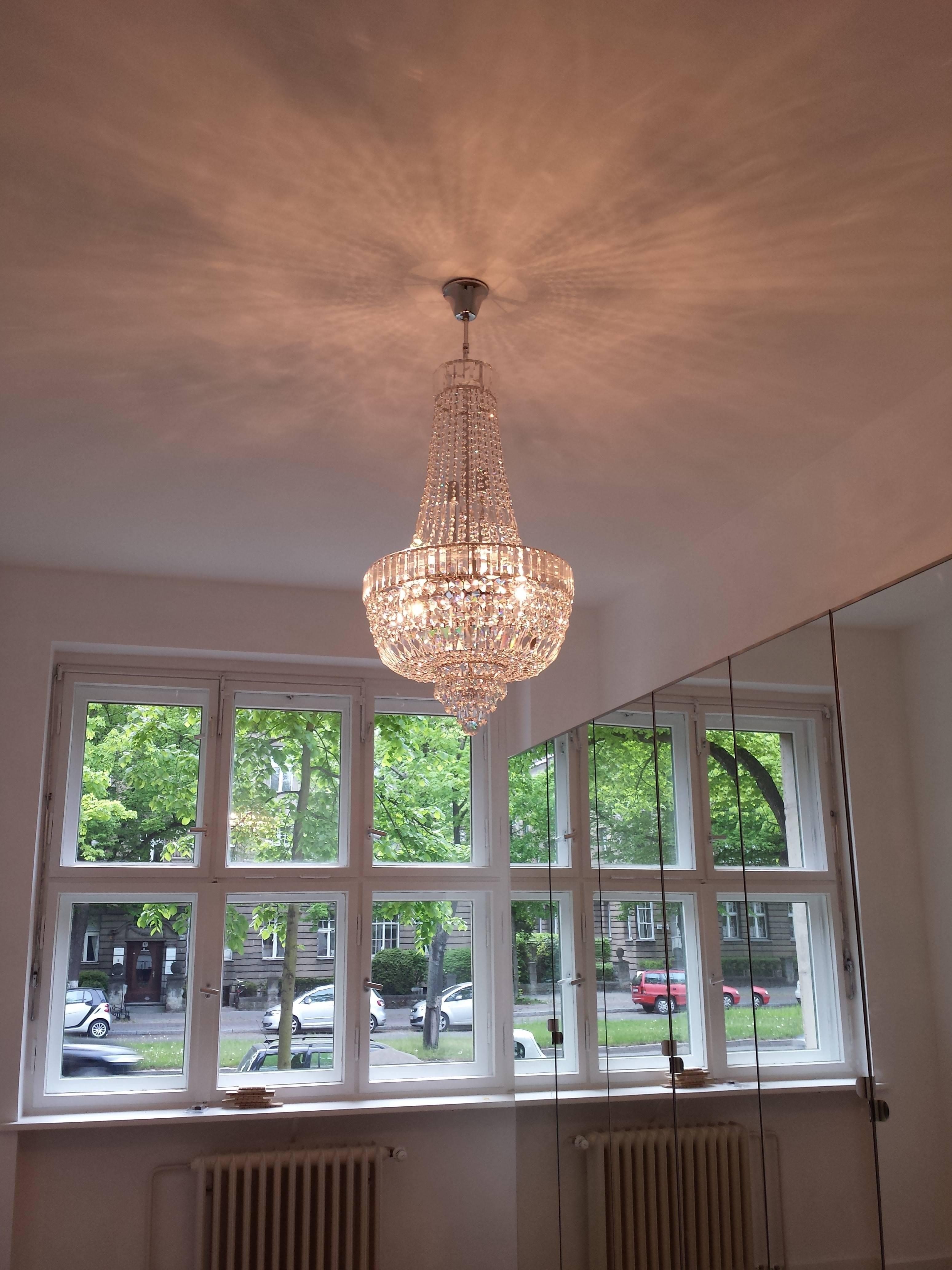 Allemand Lustre de style Art Déco en cristal Empire Sac a Pearl Palace Lamp Chrome en vente