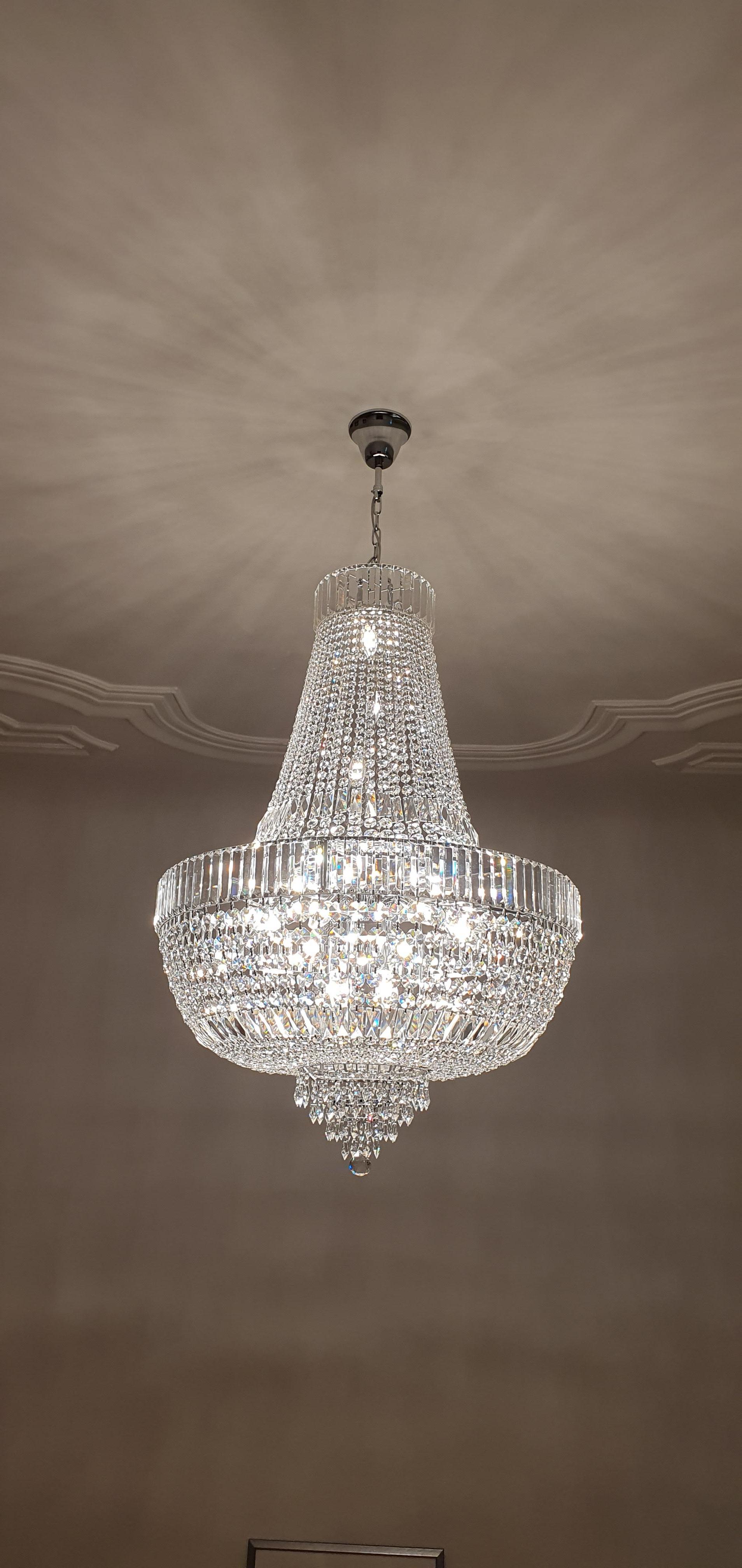 Crystal Chandelier Empire Sac a Pearl Palace Lamp Chateau Lustre Silver For Sale 2