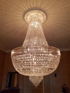 Art Deco Crystal Chandelier Empire Sac a Pearl Palace Lamp Chrome