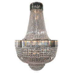 Art Deco Kristall-Kronleuchter Empire Sac a Perlen-Palastlampe Chrom