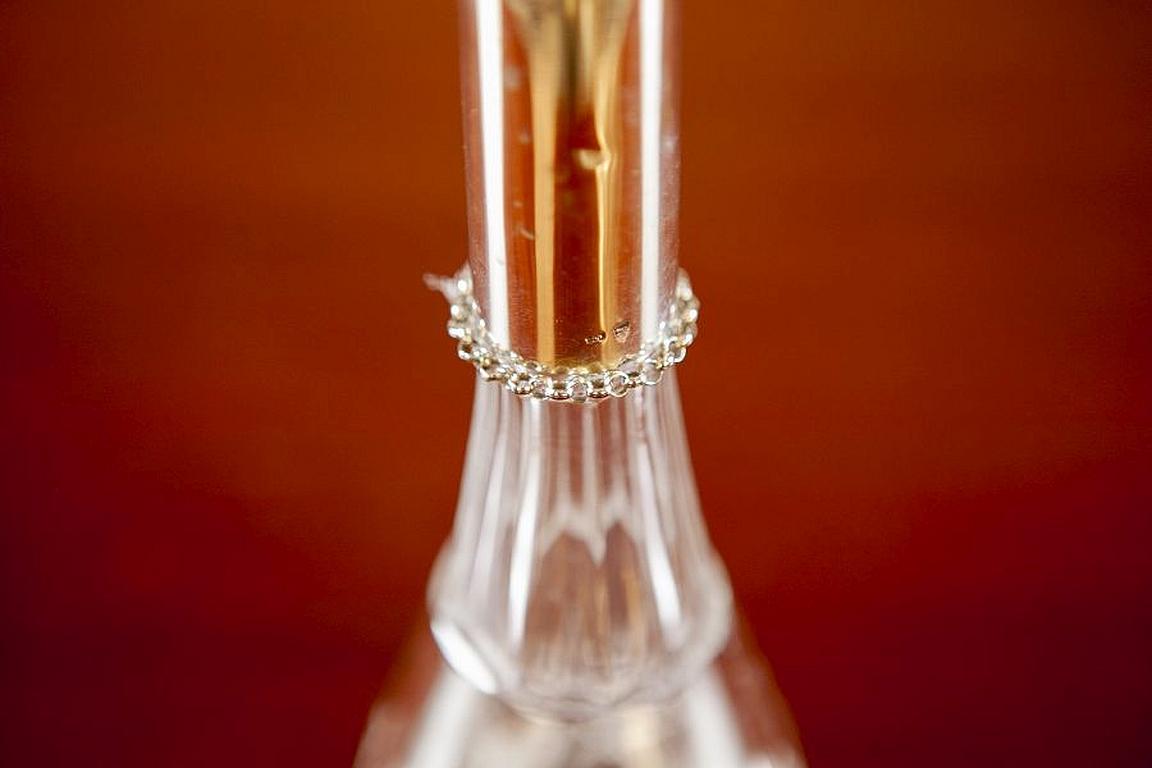 Art Deco Crystal Decanter From the Early 20th Century with Silver Neck 9