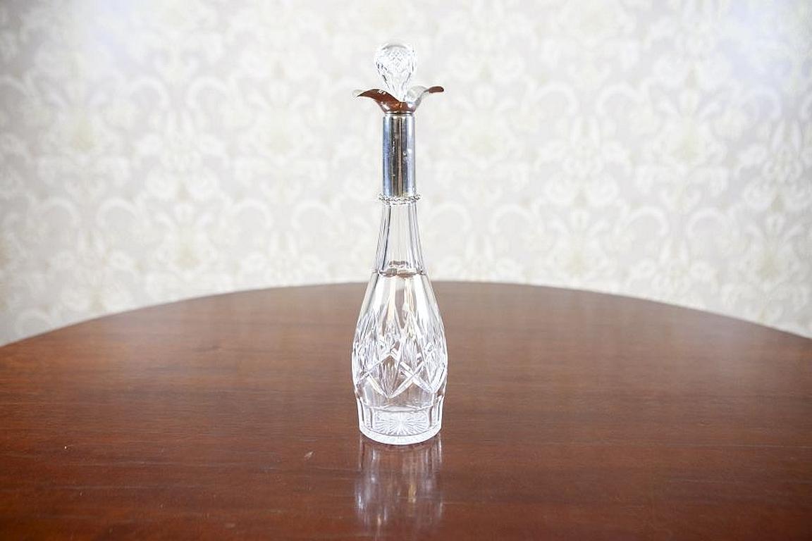 Austrian Art Deco Crystal Decanter From the Early 20th Century with Silver Neck