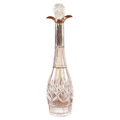 Art Deco Crystal Decanter From the Early 20th Century with Silver Neck