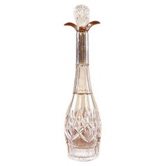 Art Deco Crystal Decanter From the Early 20th Century with Silver Neck