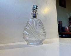 Art Deco Crystal Decanter with Silver Elephant Stopper, 1930s