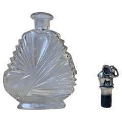 Vintage Art Deco Crystal Decanter with Silver Elephant Stopper, 1930s