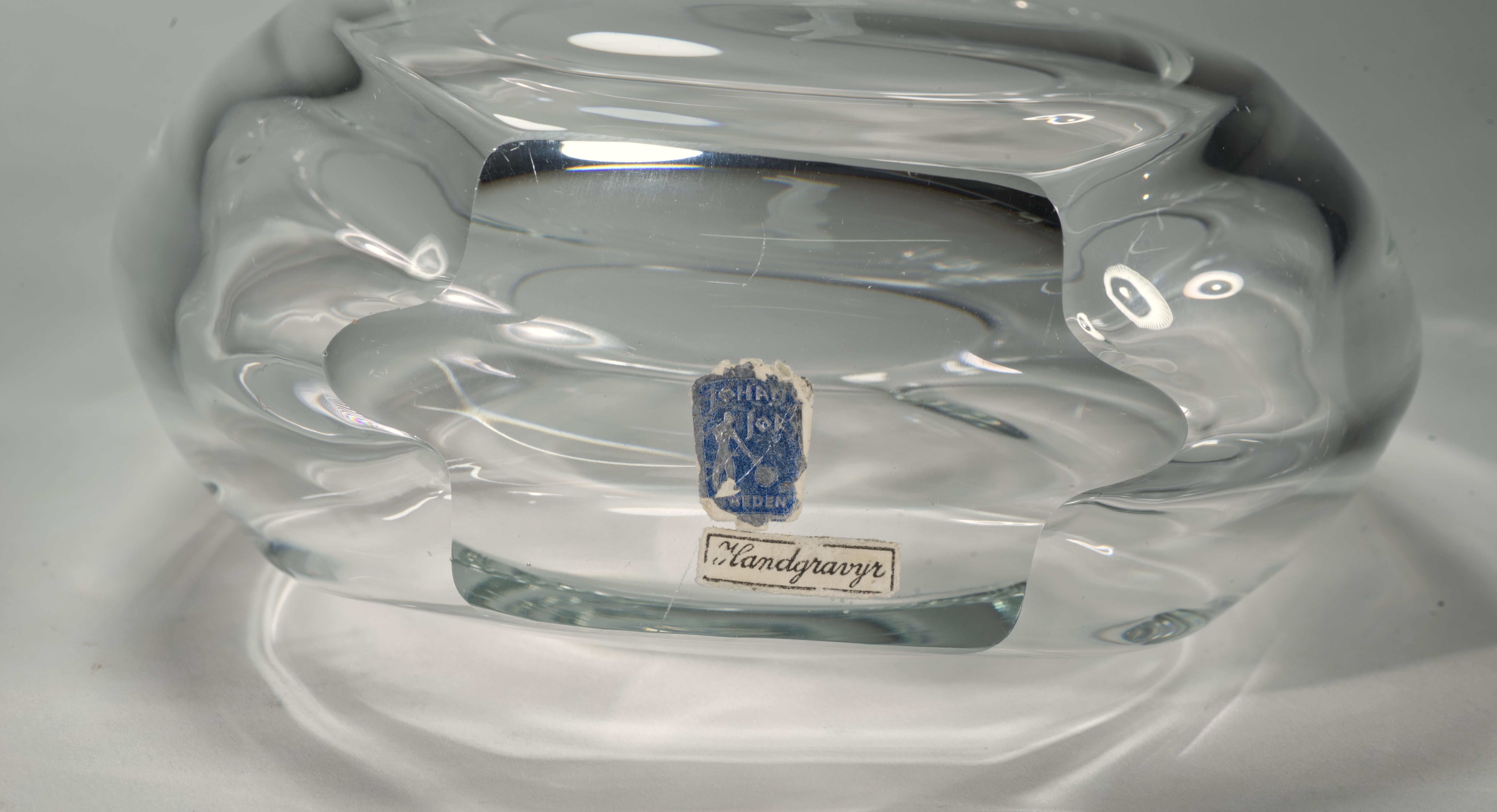 Art Deco Kristall Vase mit Gravur von Johansfors Schweden im Angebot 2