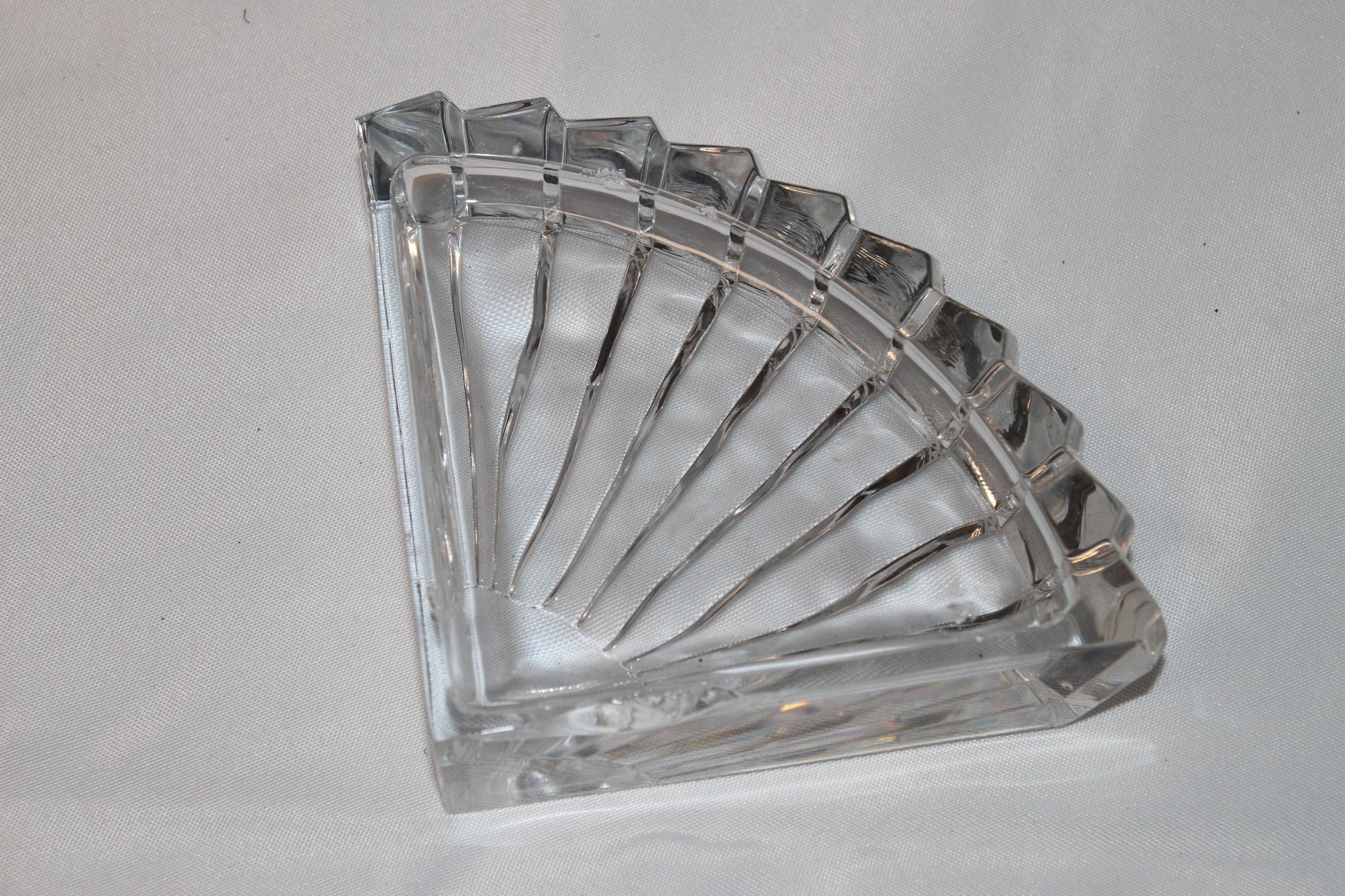 Art Deco Crystal Fan Shaped Bookends In Good Condition In Pasadena, TX
