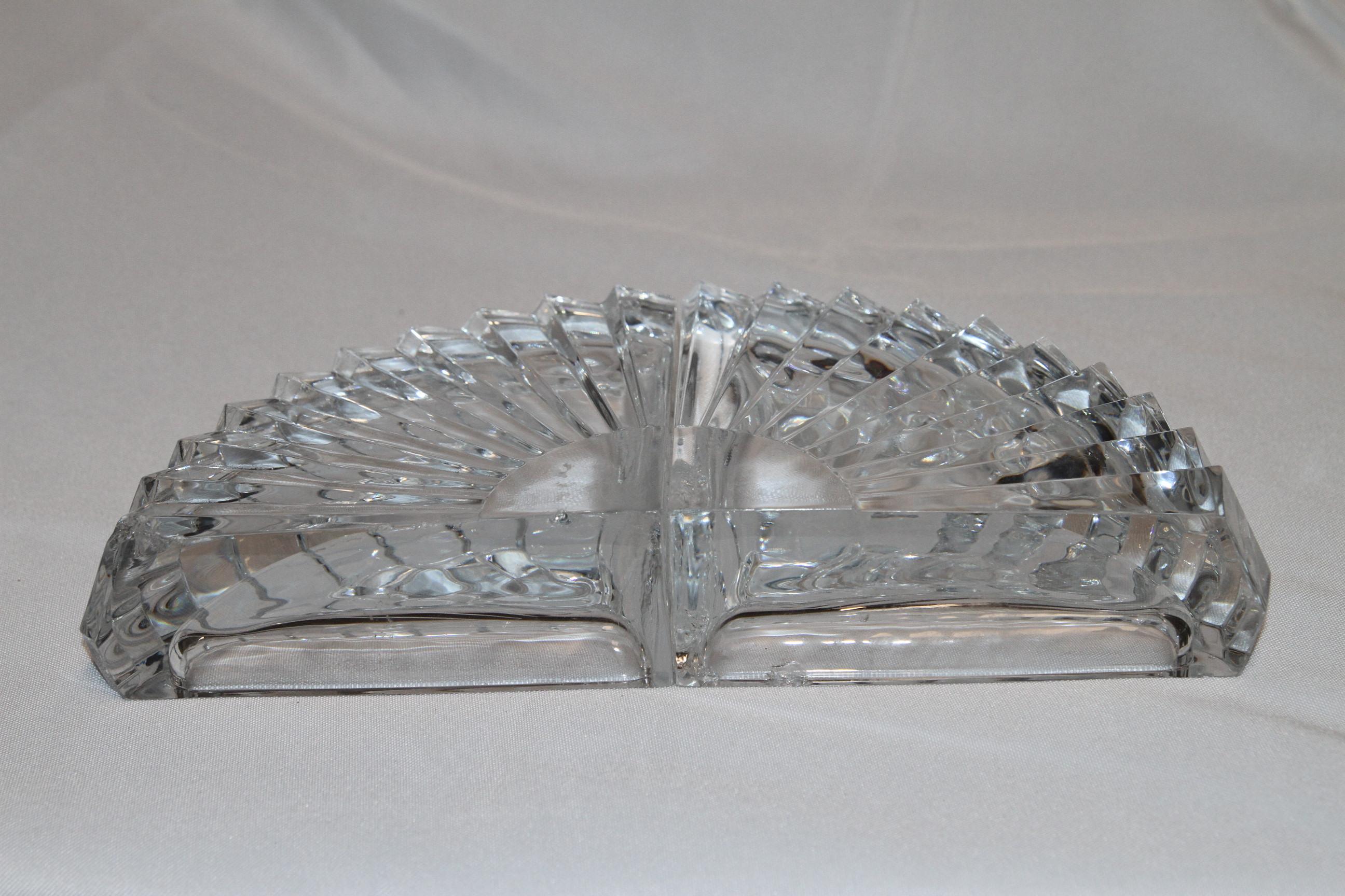 20th Century Art Deco Crystal Fan Shaped Bookends