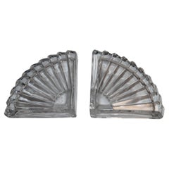 Art Deco Crystal Fan Shaped Bookends