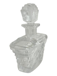Art Deco Crystal Glass Perfume Bottle, vintage Austria 1930s
