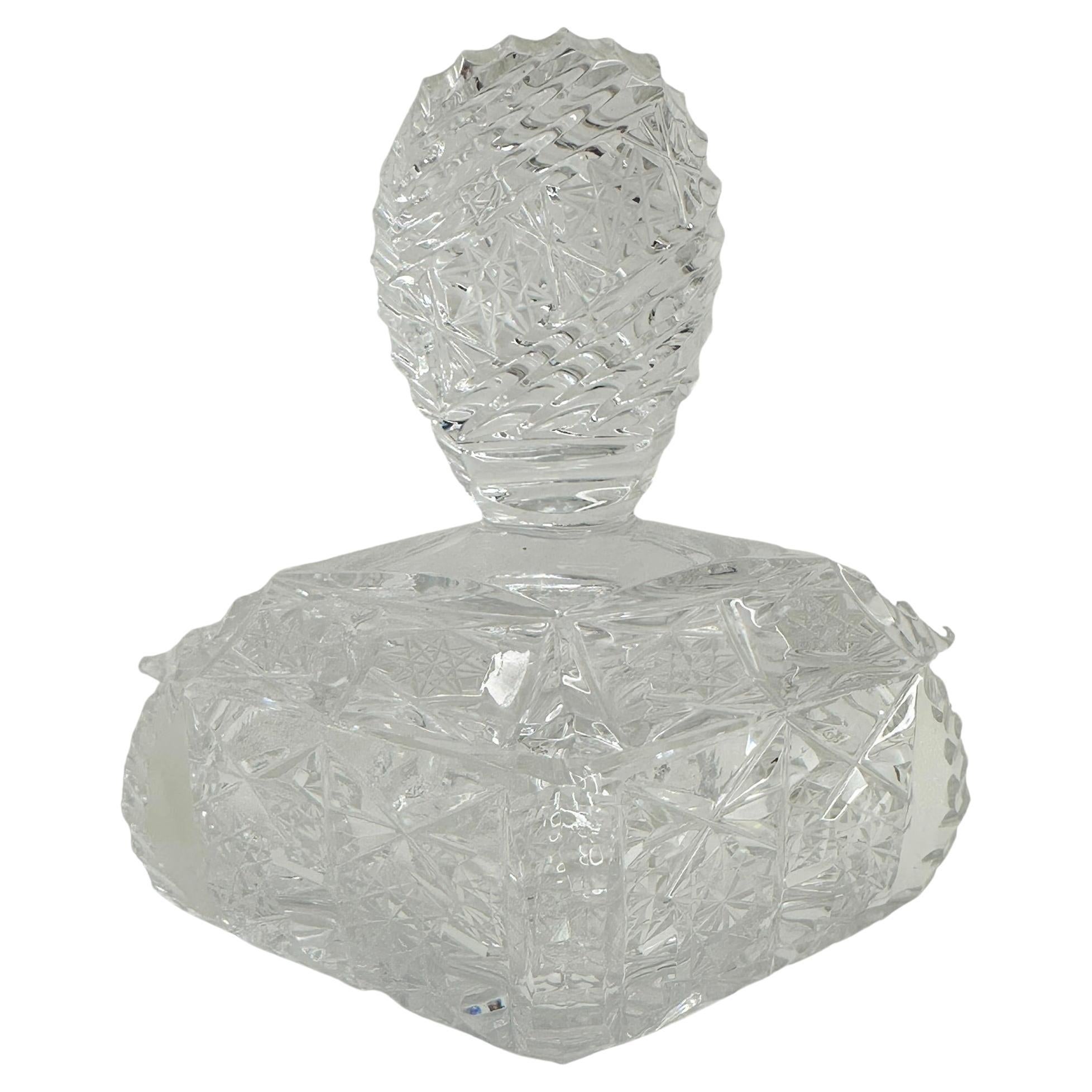 Caja de baratijas decorativa de cristal Art Decó, vintage Austria Años 30