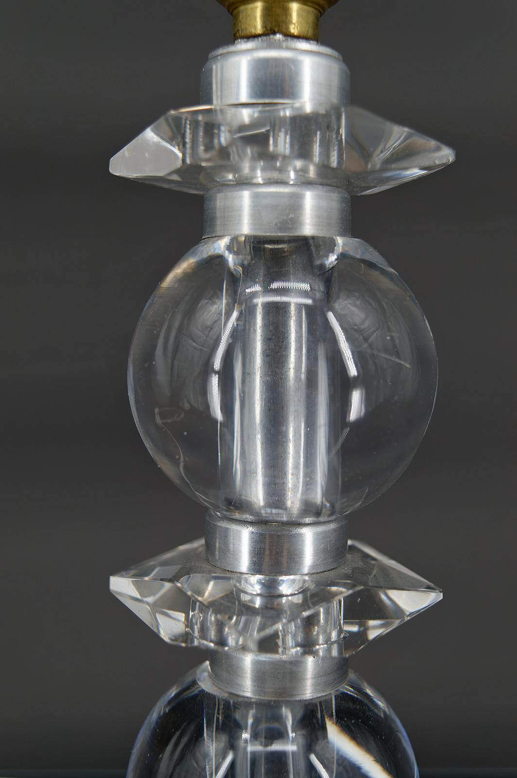 Art Deco crystal lamp, Attributed to Jacques Adnet for Bacarrat, France, 1940's For Sale 4