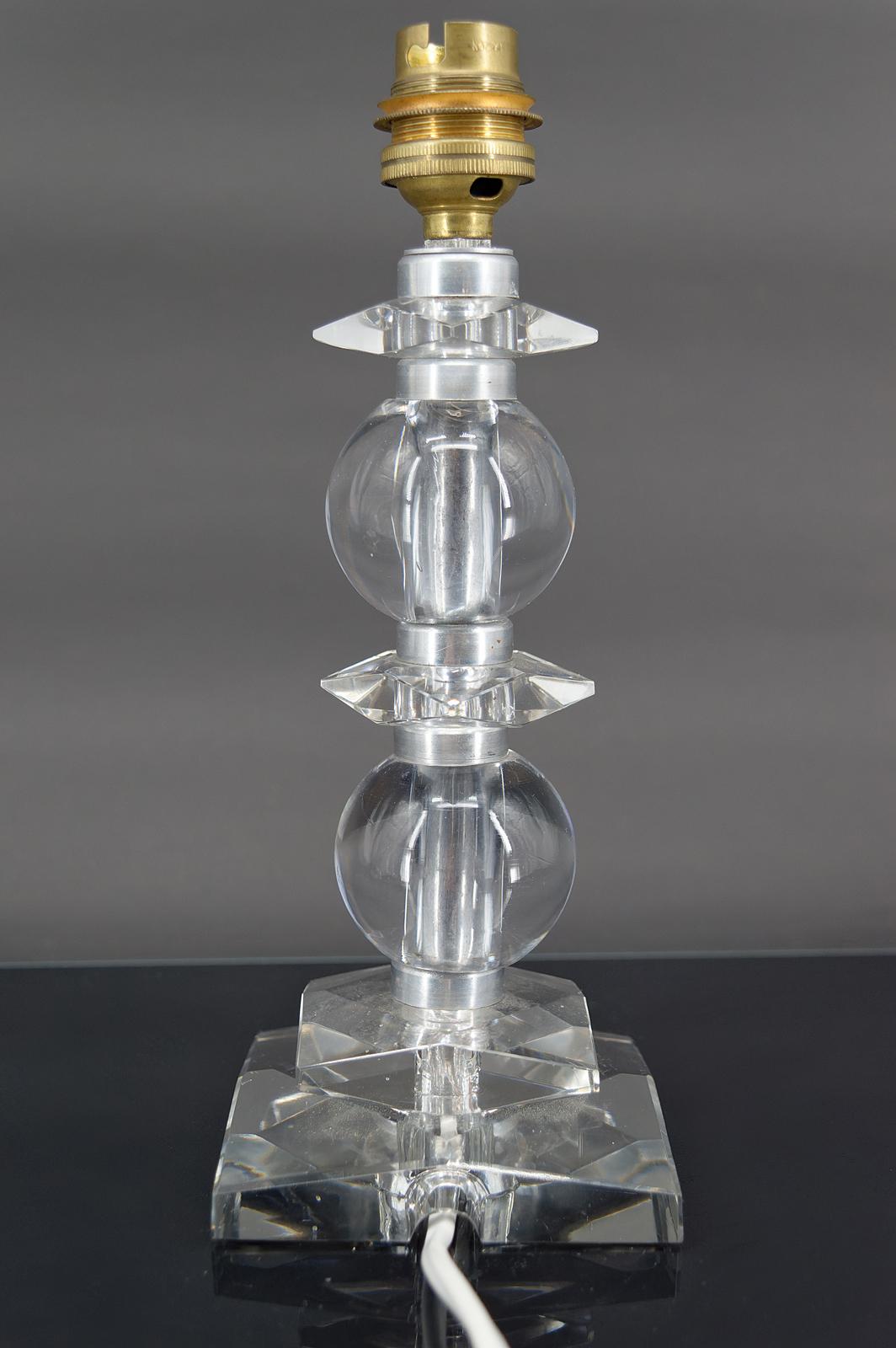 Mid-20th Century Art Deco crystal lamp, Attributed to Jacques Adnet for Bacarrat, France, 1940's For Sale