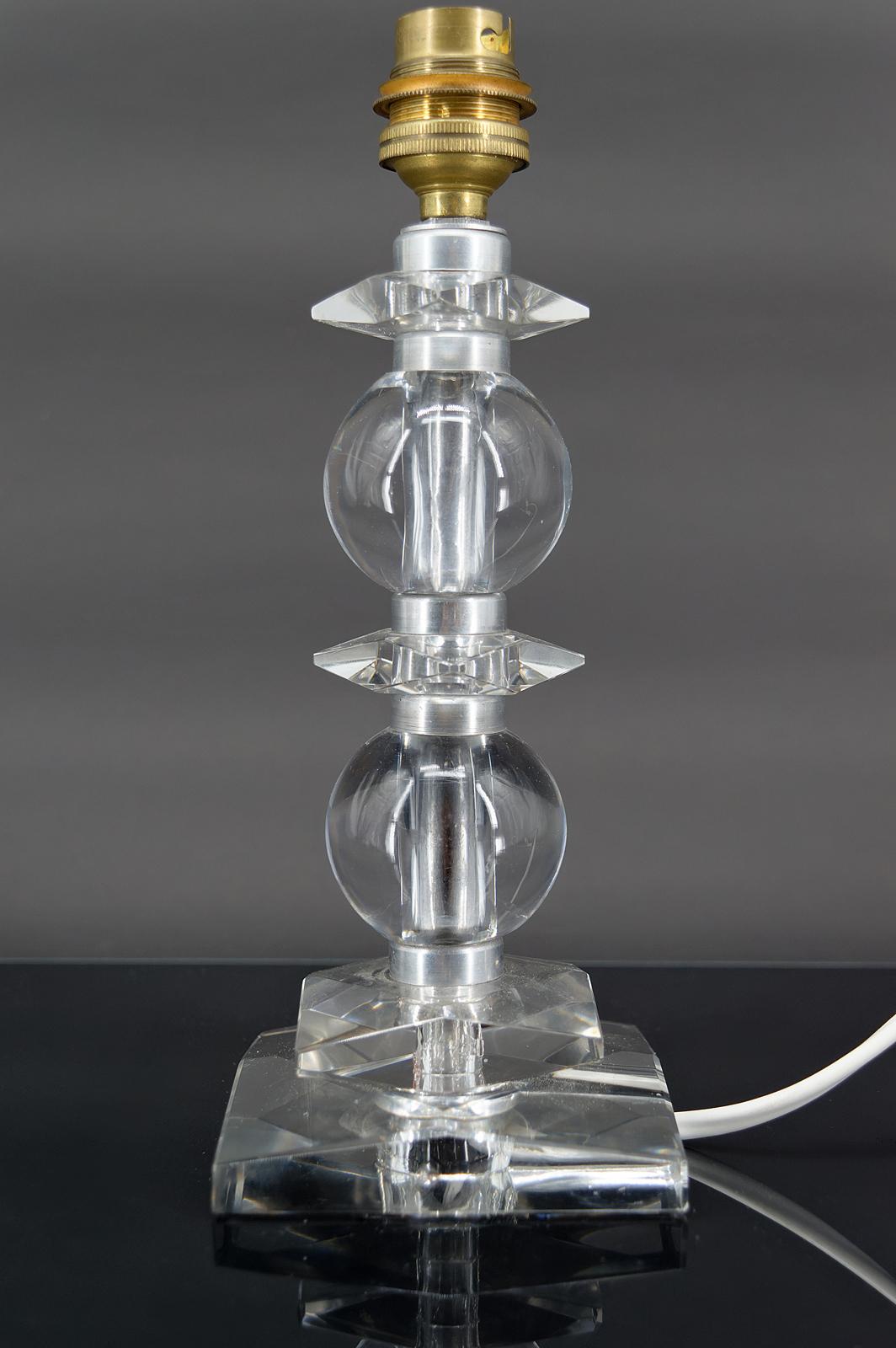 Crystal Art Deco crystal lamp, Attributed to Jacques Adnet for Bacarrat, France, 1940's For Sale