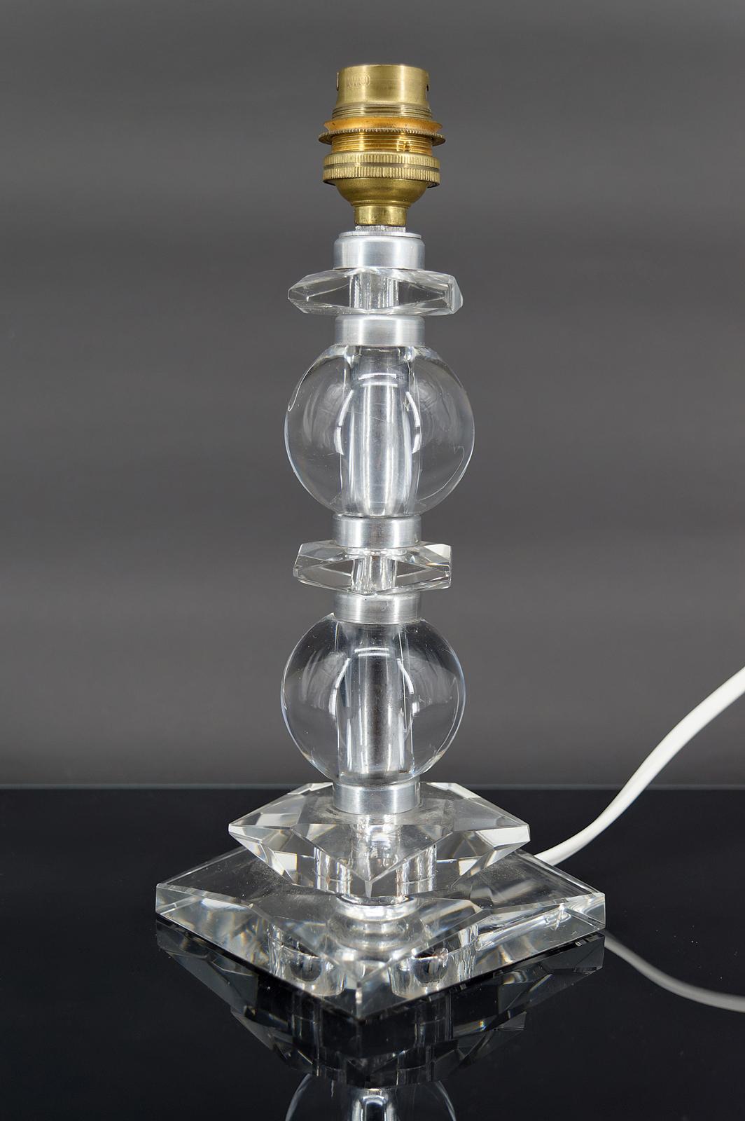 Art Deco crystal lamp, Attributed to Jacques Adnet for Bacarrat, France, 1940's For Sale 1