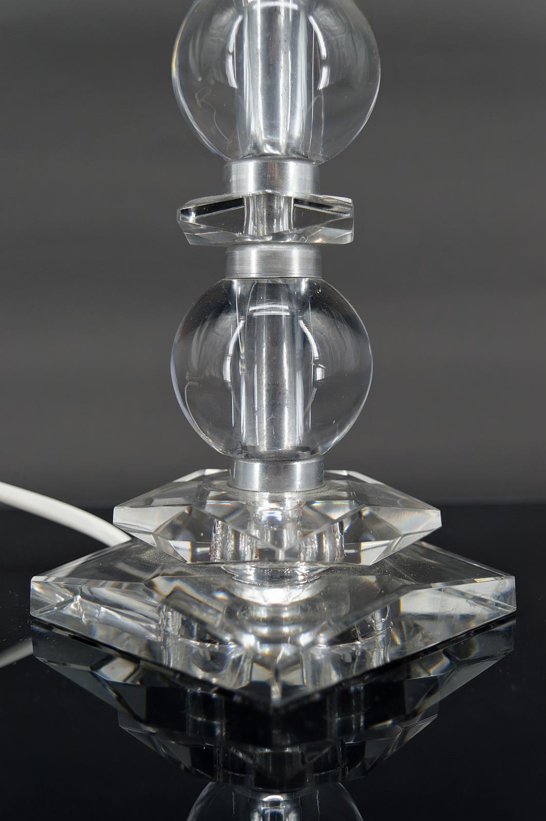 Art Deco crystal lamp, Attributed to Jacques Adnet for Bacarrat, France, 1940's For Sale 2