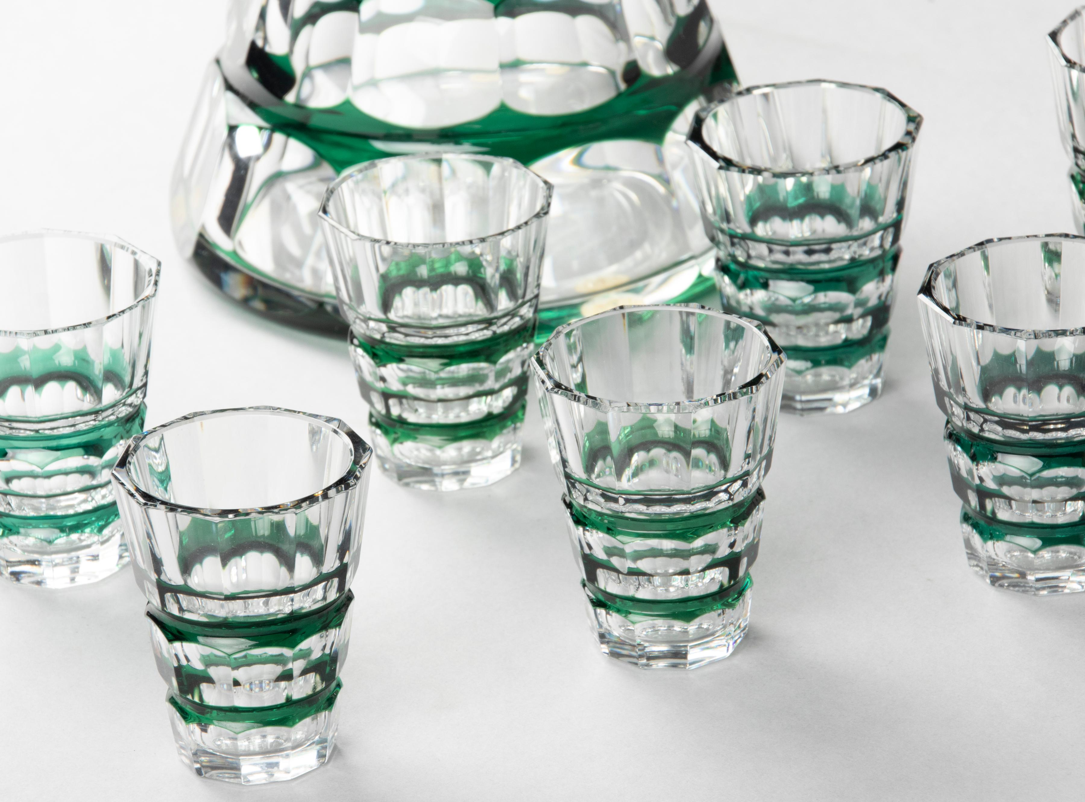 Ensemble de liqueurs à liqueur en cristal Art Déco Val Saint Lambert 9