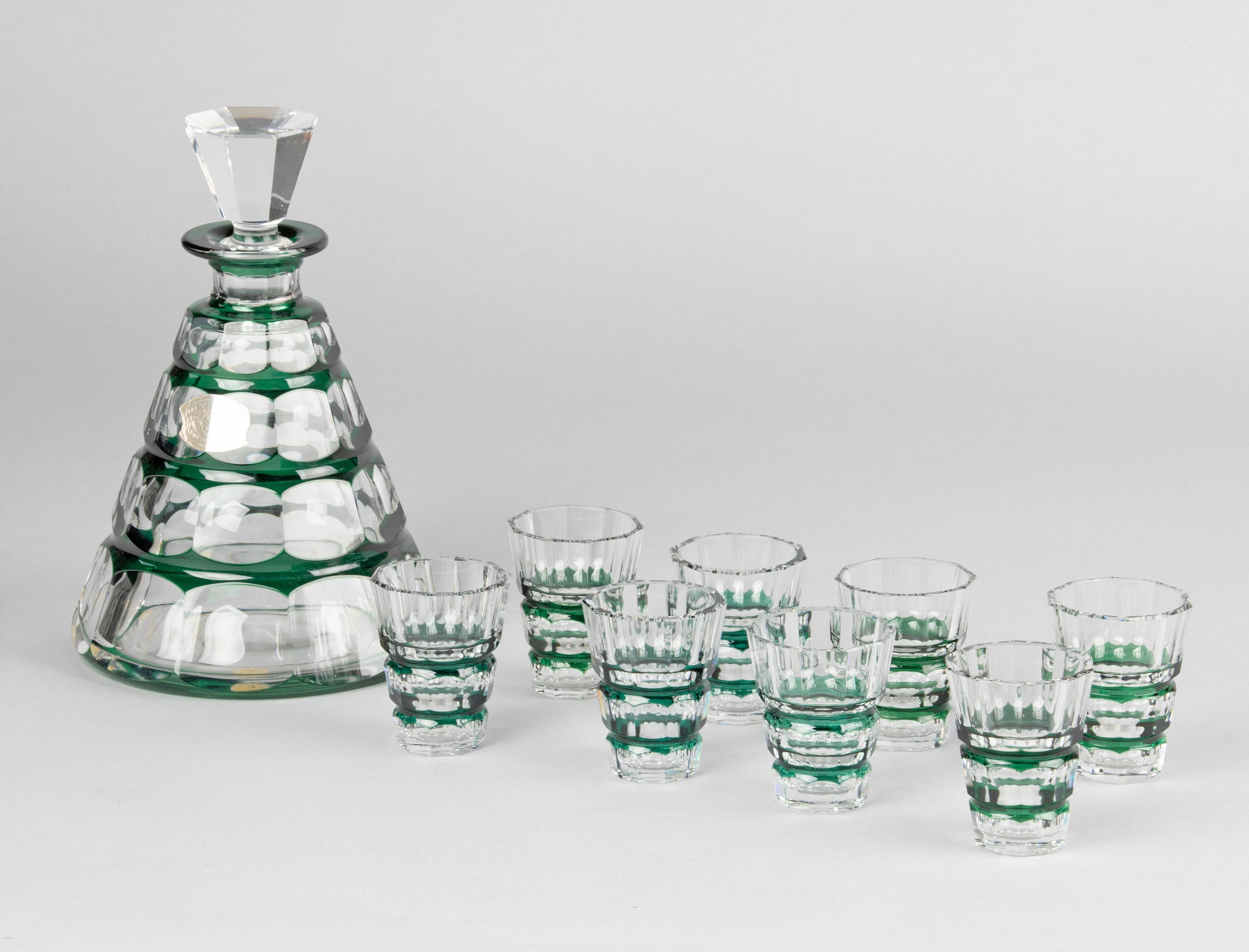 Belge Ensemble de liqueurs à liqueur en cristal Art Déco Val Saint Lambert