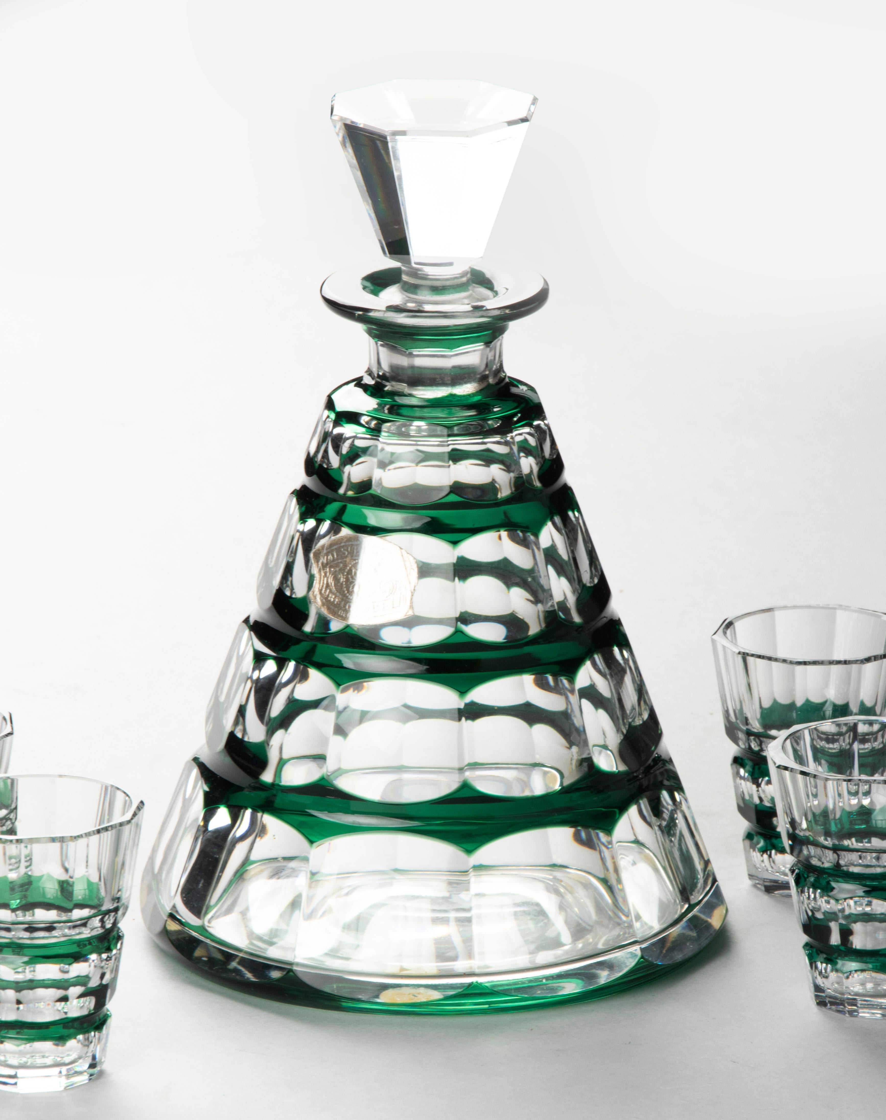 Fait main Ensemble de liqueurs à liqueur en cristal Art Déco Val Saint Lambert