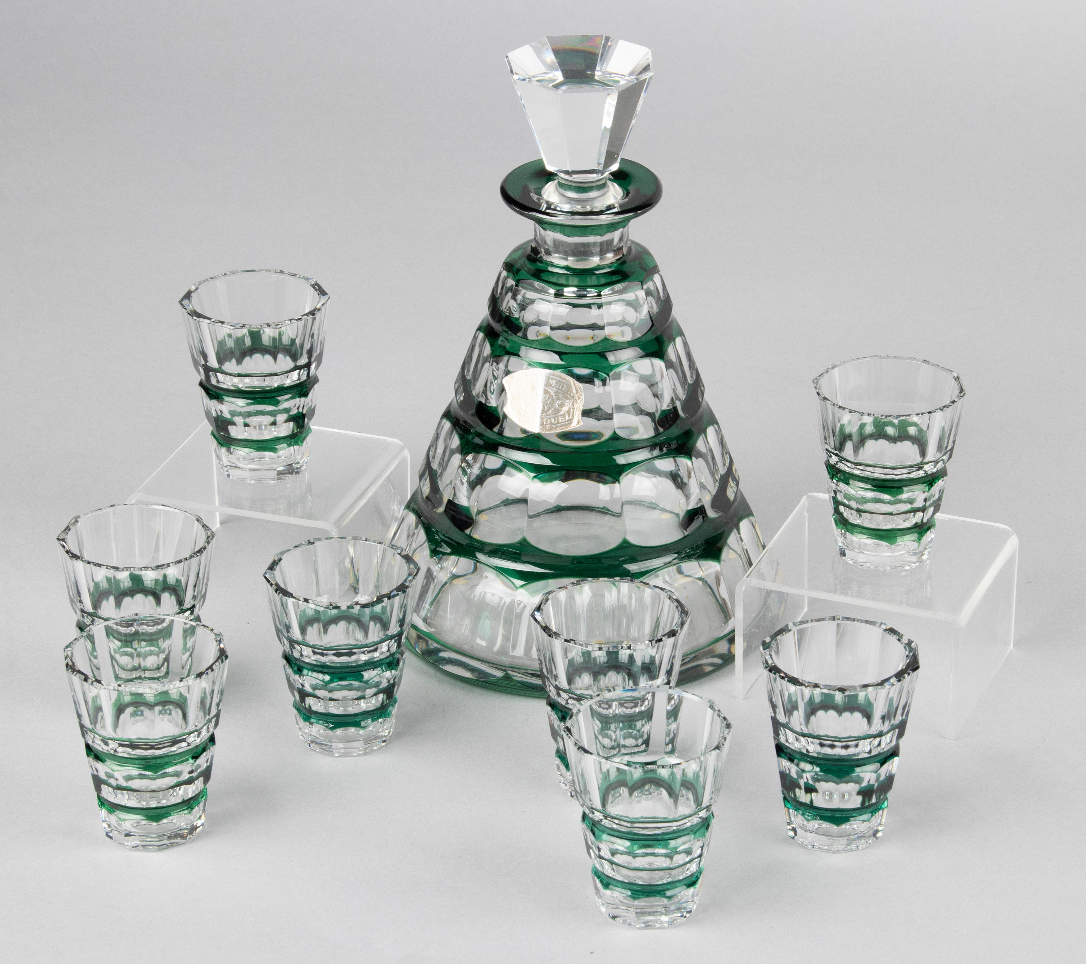 Ensemble de liqueurs à liqueur en cristal Art Déco Val Saint Lambert Bon état à Casteren, Noord-Brabant
