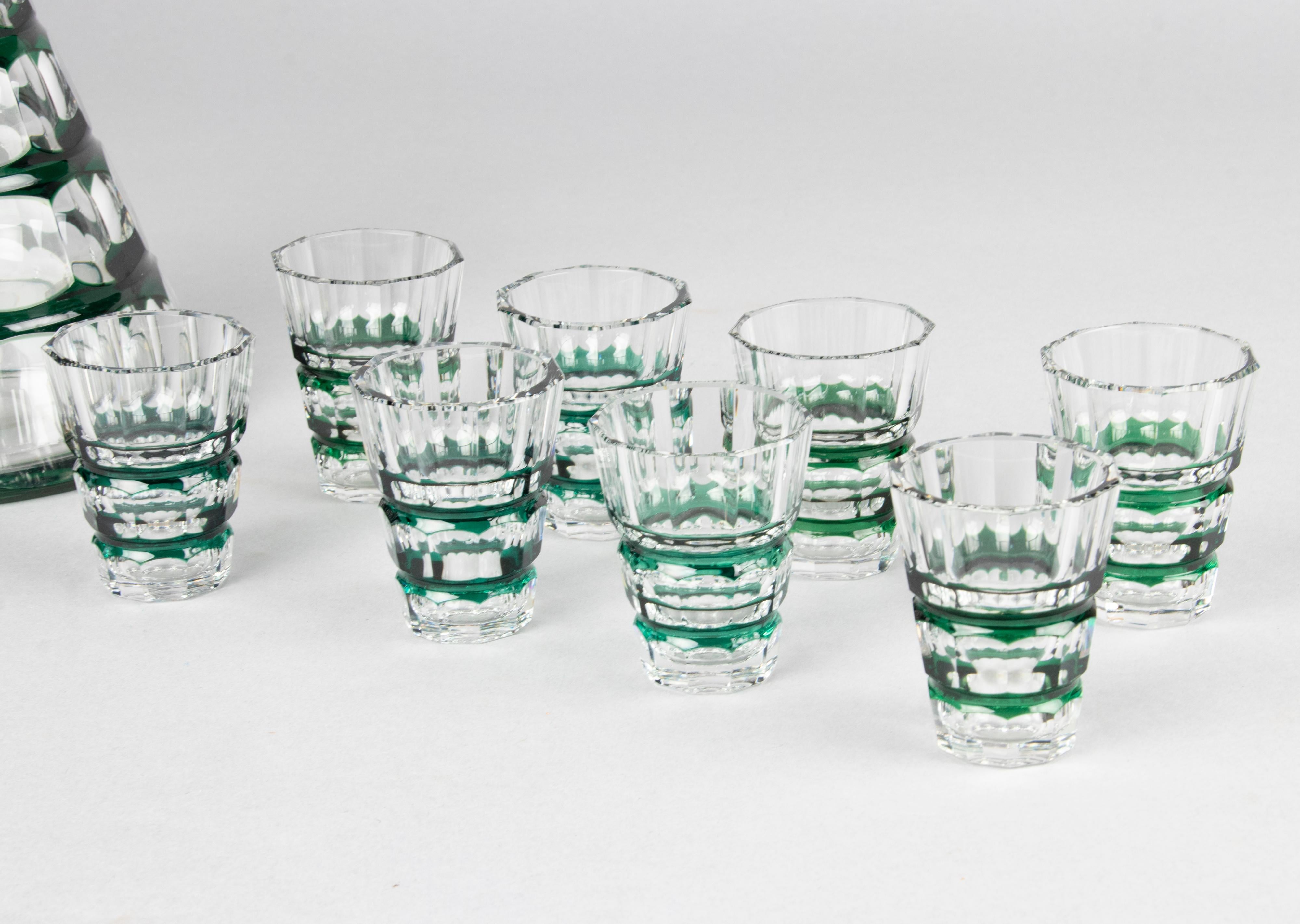 Ensemble de liqueurs à liqueur en cristal Art Déco Val Saint Lambert 1