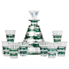 Ensemble de liqueurs à liqueur en cristal Art Déco Val Saint Lambert