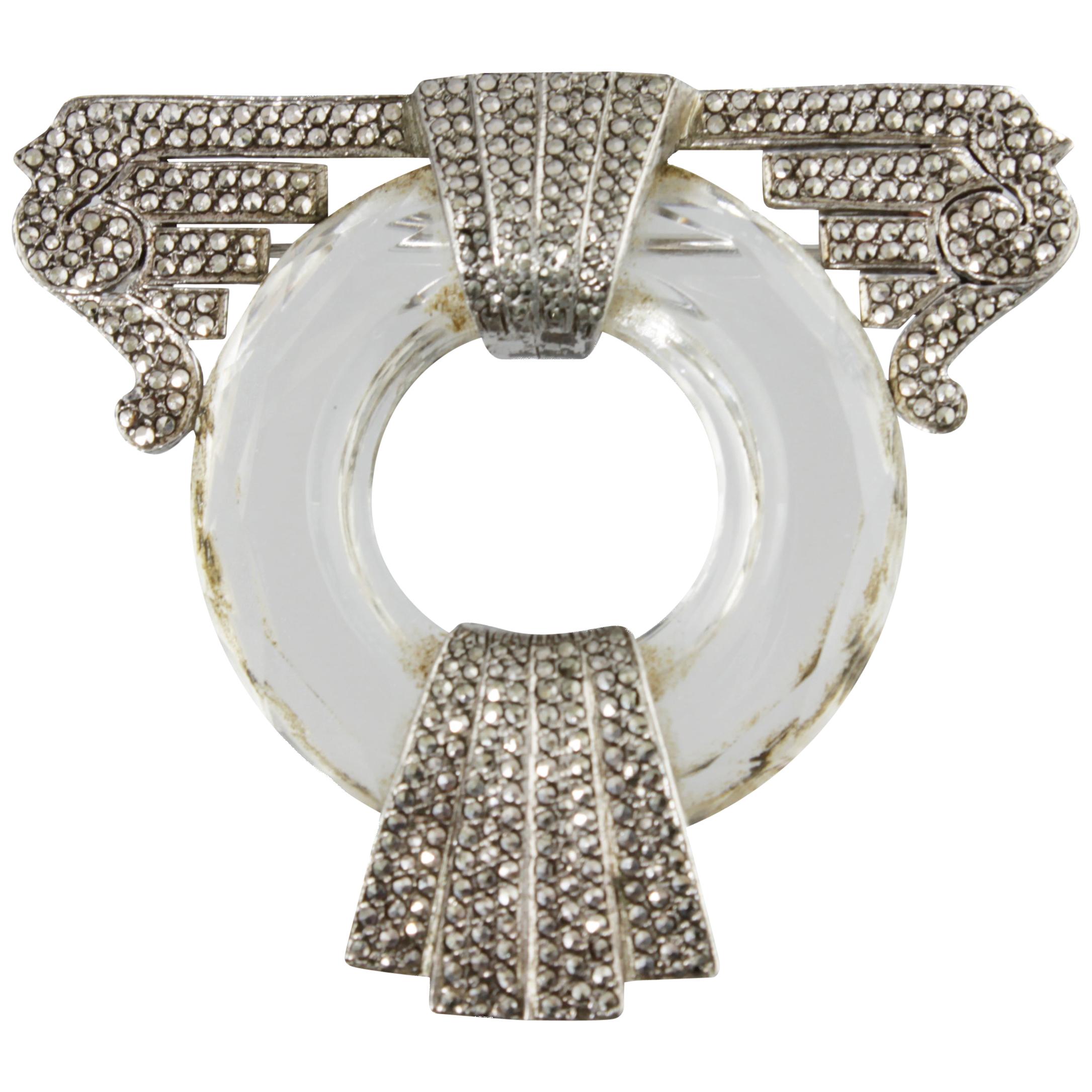 Broche Art Déco Cristal Marcasita