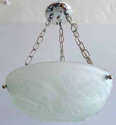 Lalique Stil Art Deco Kristall 'Poisson' Kronleuchter, von Verlys
