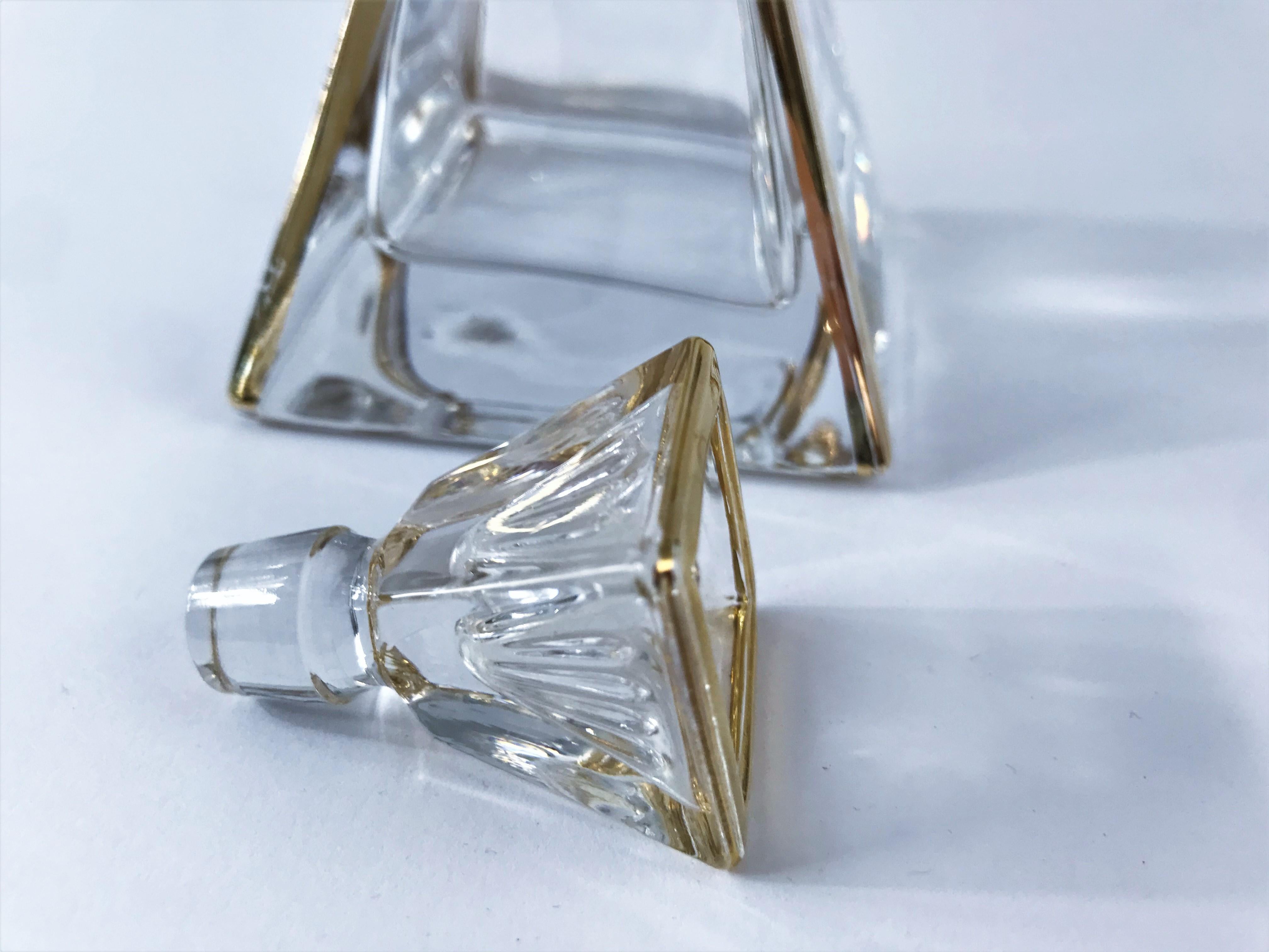 French Art Deco Crystal Pyramid Perfume Bottle