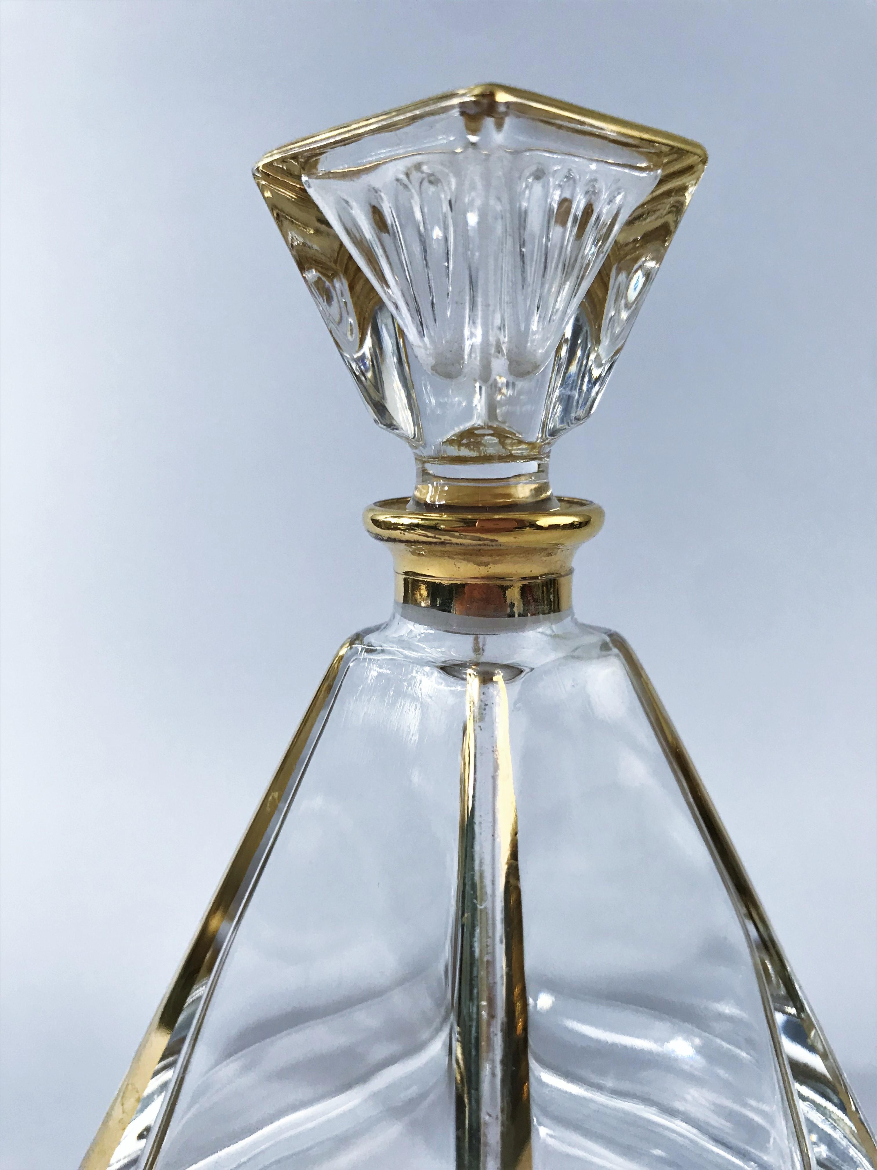 Art Deco Crystal Pyramid Perfume Bottle In Excellent Condition In Beuzevillette, FR