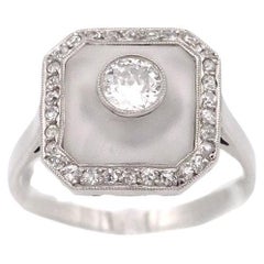 Anillo Art Decó de piedra de cristal y diamantes, alianza Art Decó