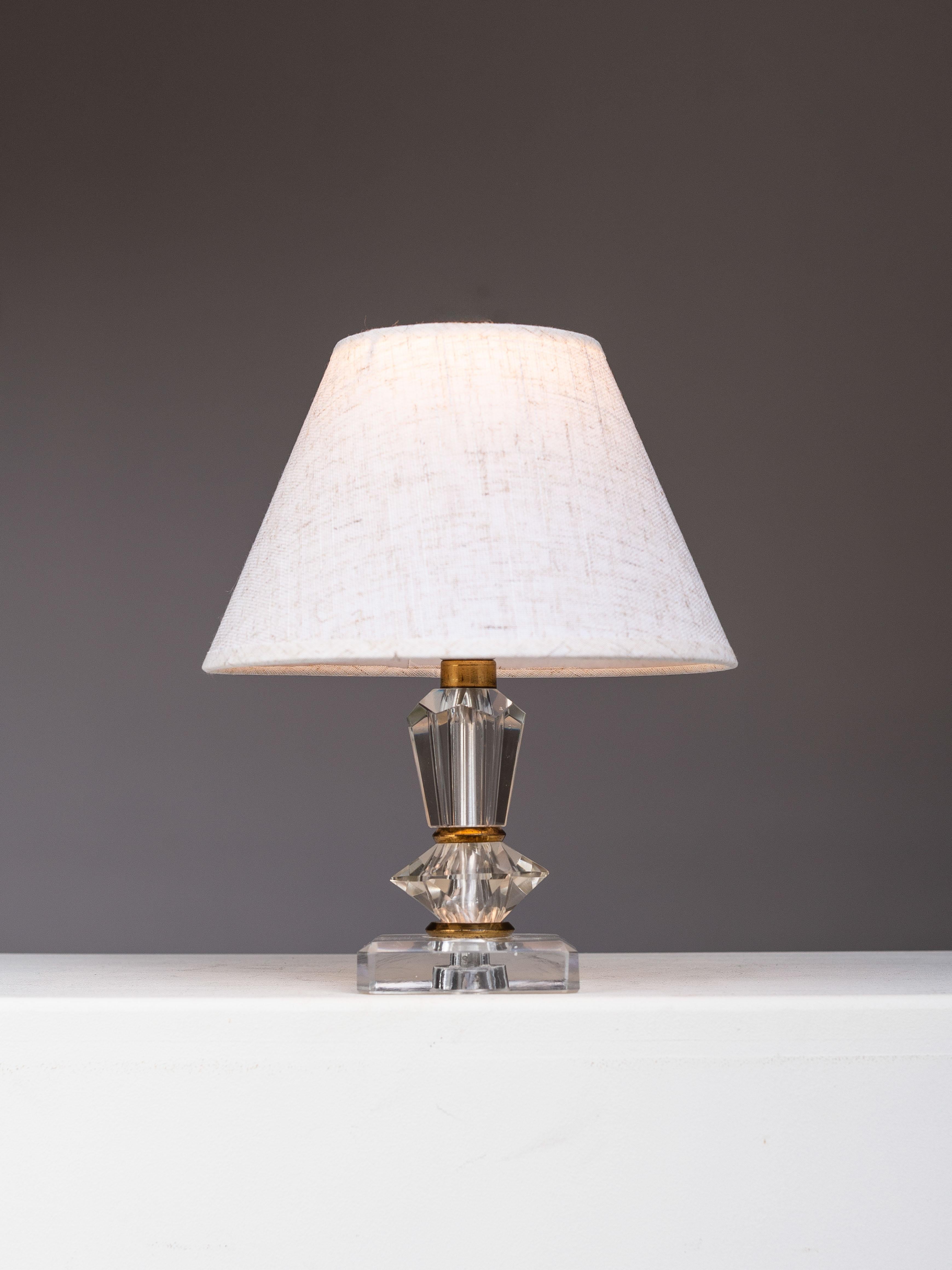20th Century Art Deco Crystal Table Lamp - Hollywood Regency - France 1940s For Sale
