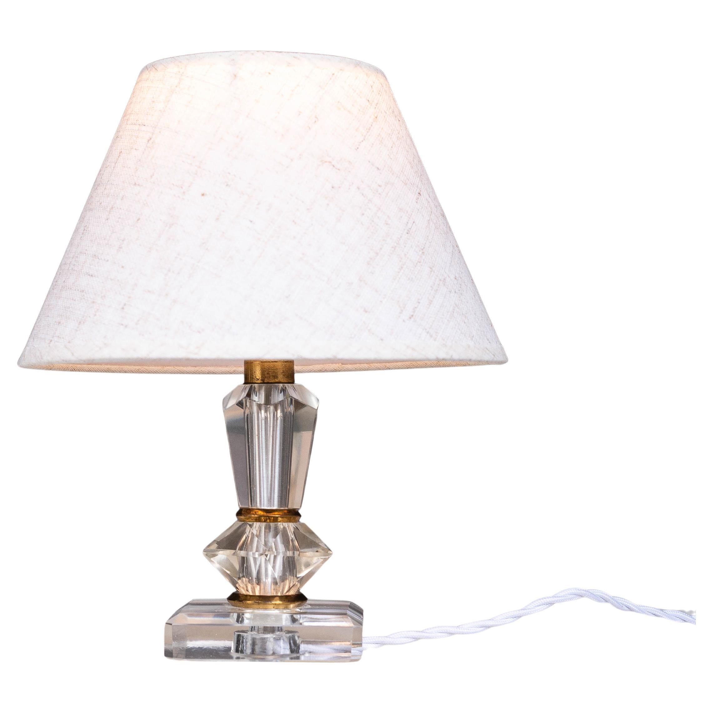 Art Deco Crystal Table Lamp - Hollywood Regency - France 1940s