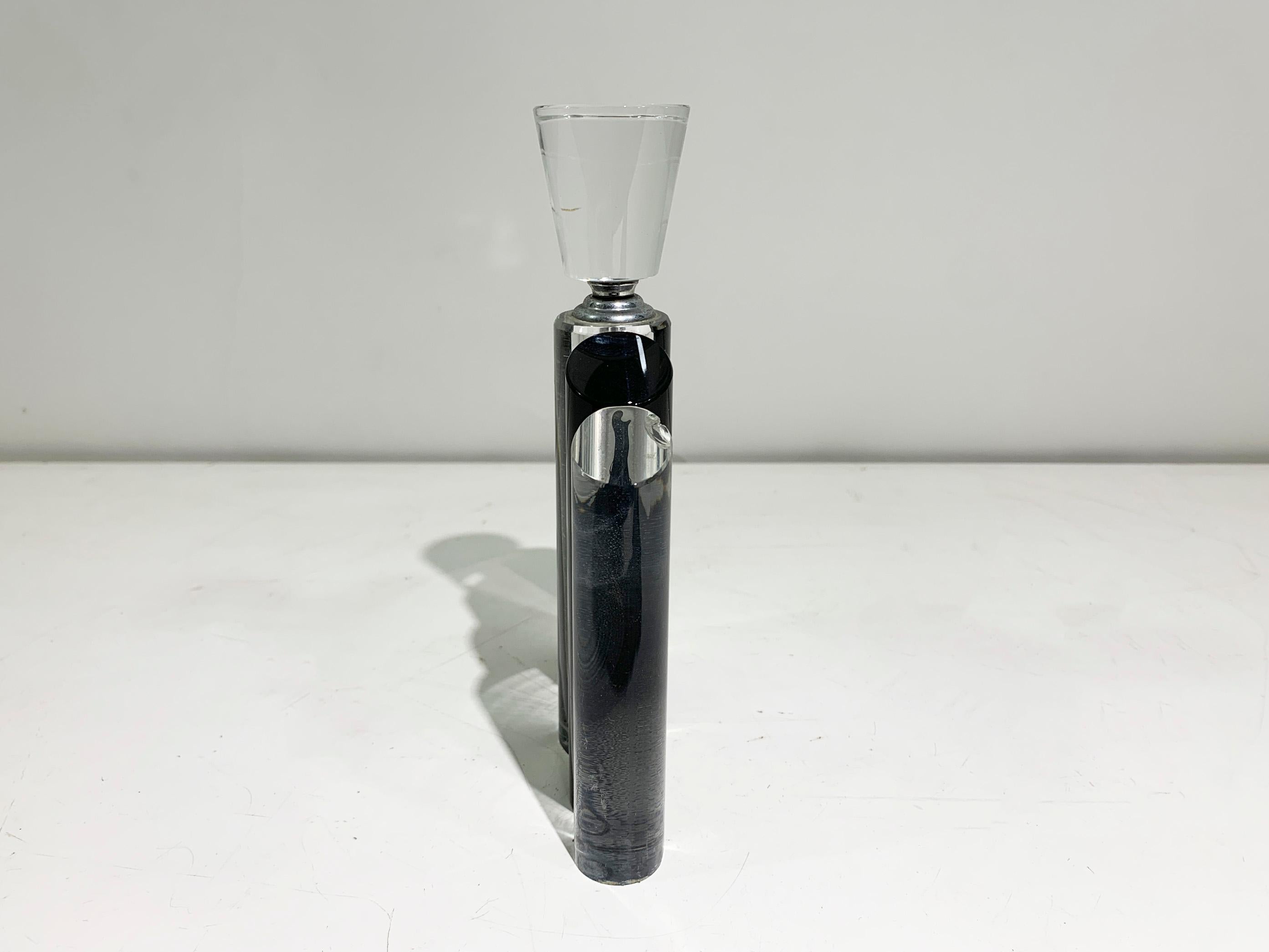 XX secolo Bottiglia di profumo Art Deco in cristallo, trasparente e nero, 1920 circa in vendita