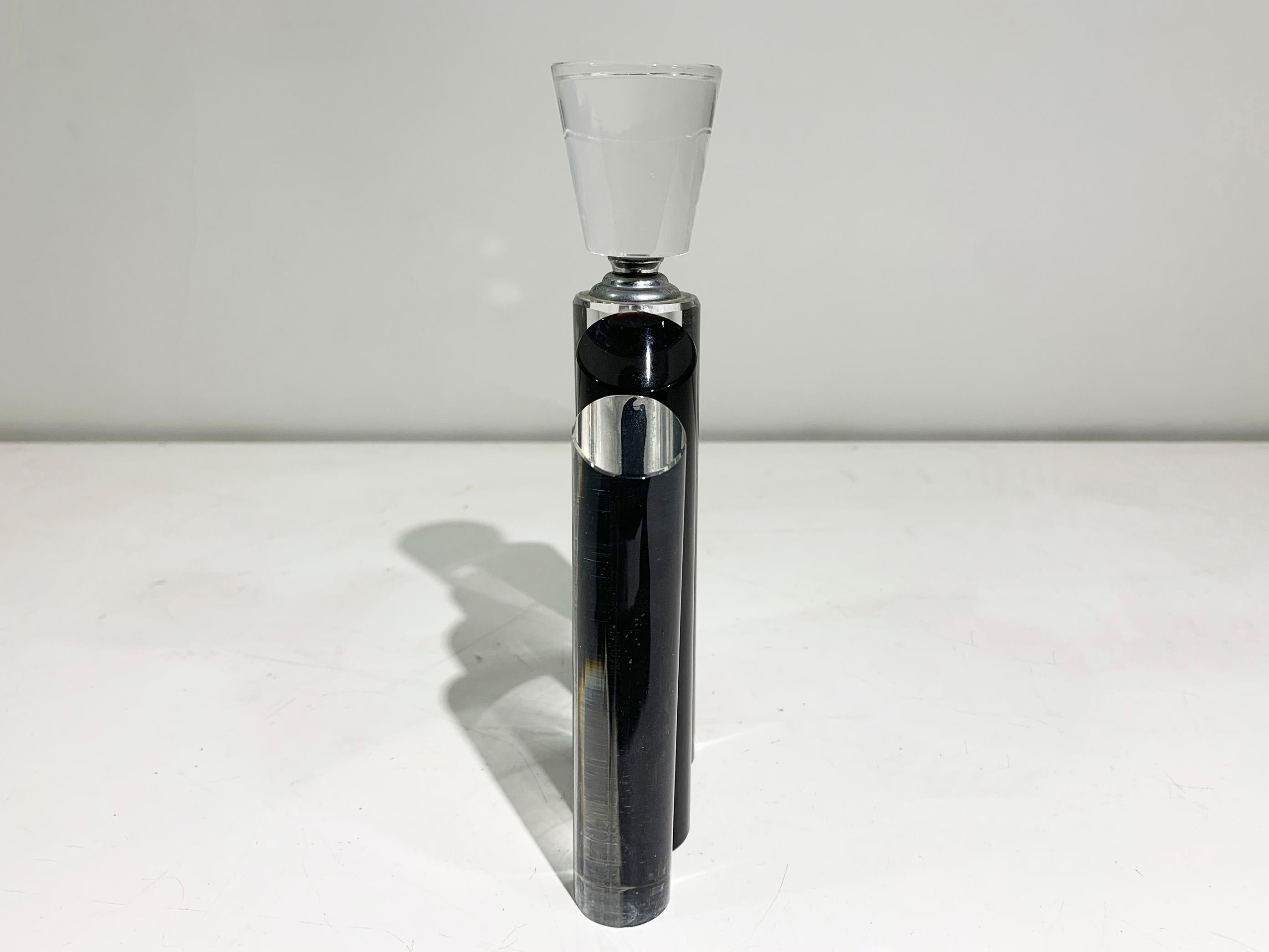 Bottiglia di profumo Art Deco in cristallo, trasparente e nero, 1920 circa in vendita 1