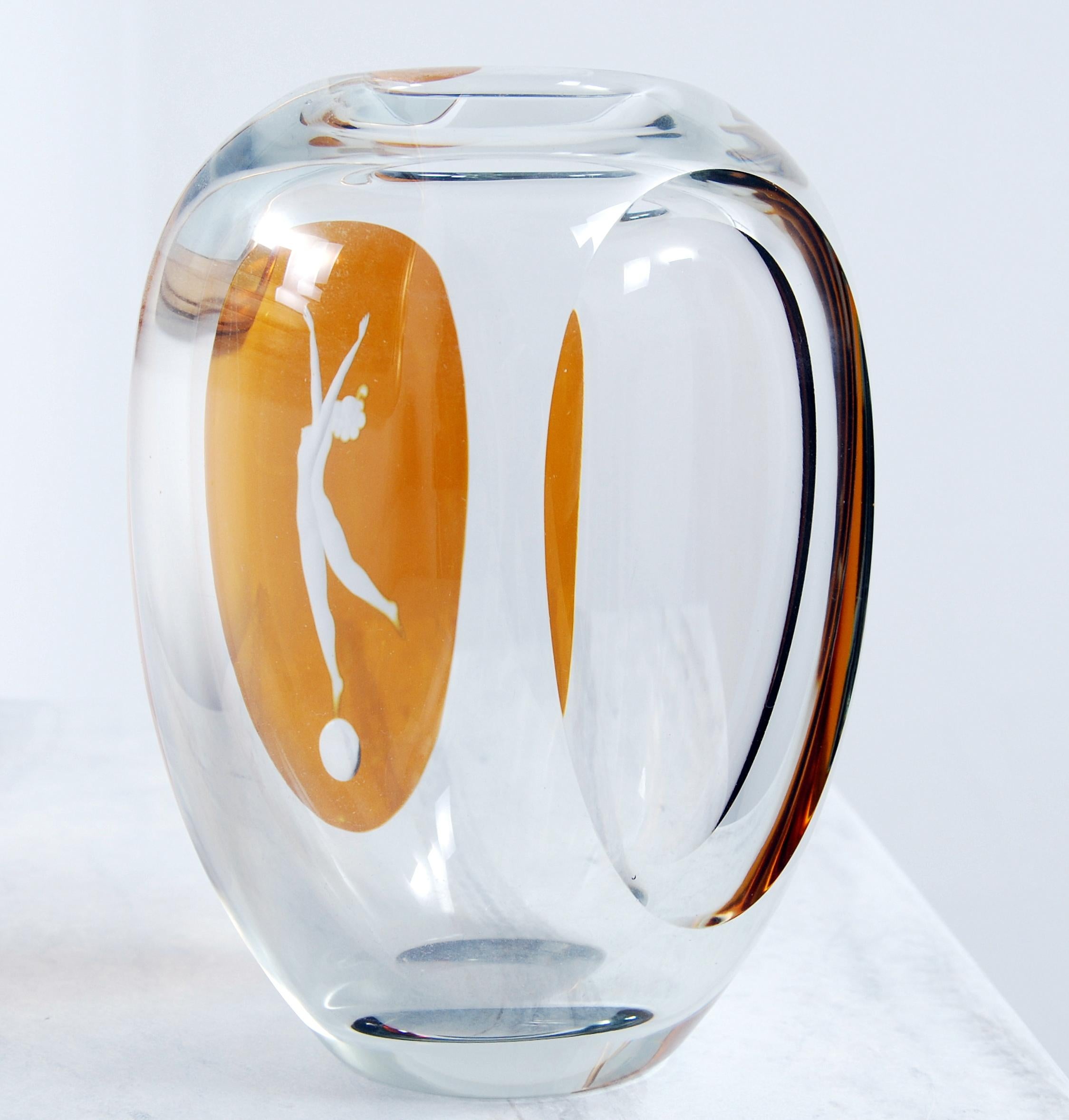 Swedish Art Deco Crystal Vase by Johansfors Sweden