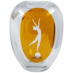 Art Deco Kristallvase von Johansfors Schweden