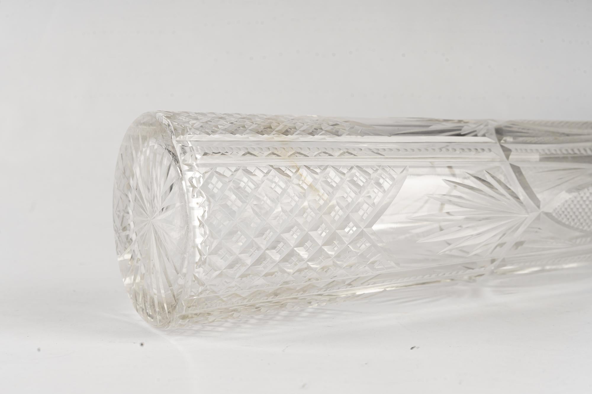 Crystal Art Deco crystal vase vienna around 1930s For Sale