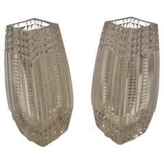 Art Deco Crystal Vases, Set of Two, Circa 1920