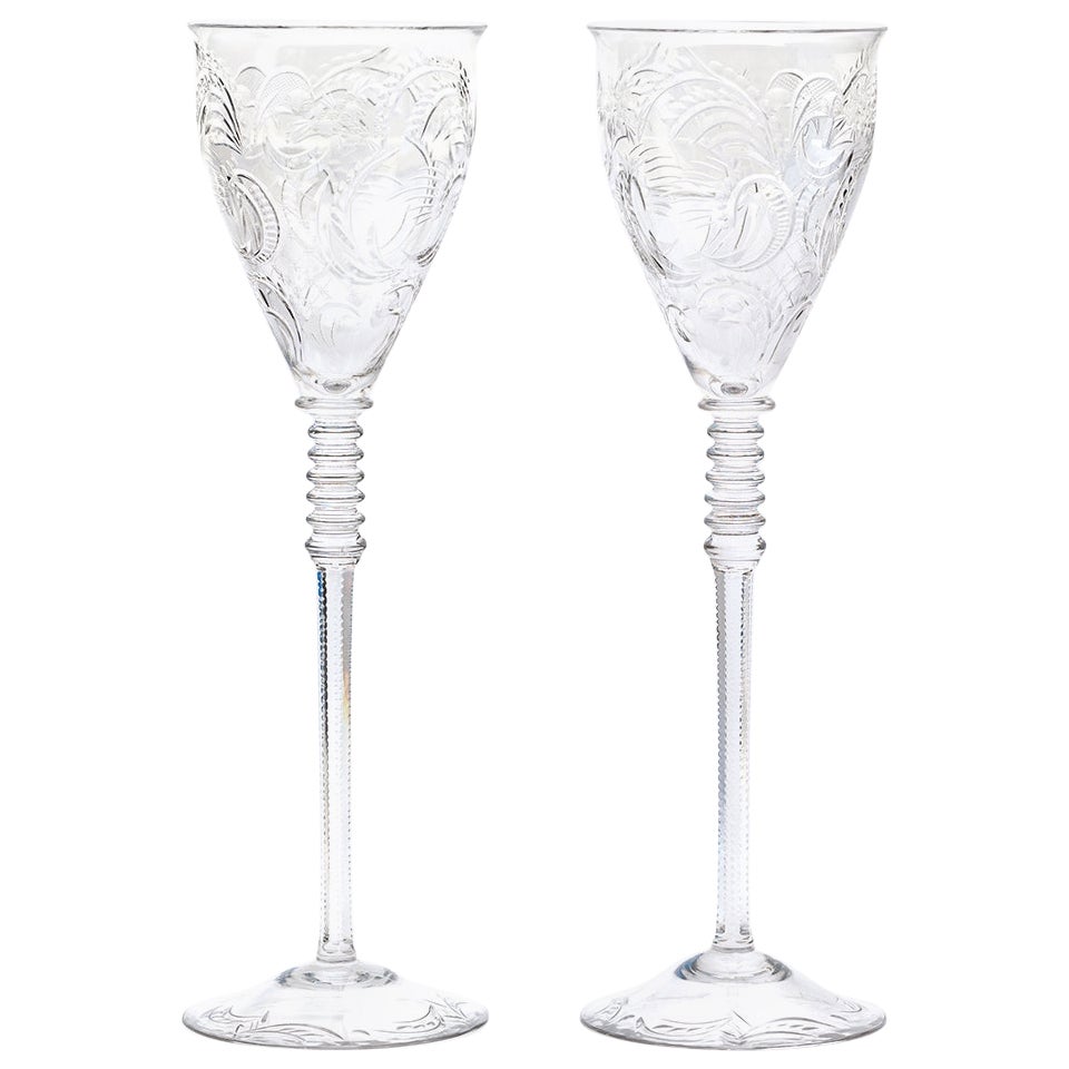 Art Deco Kristall Wasserkelche Satz von 16 Extra Tall
