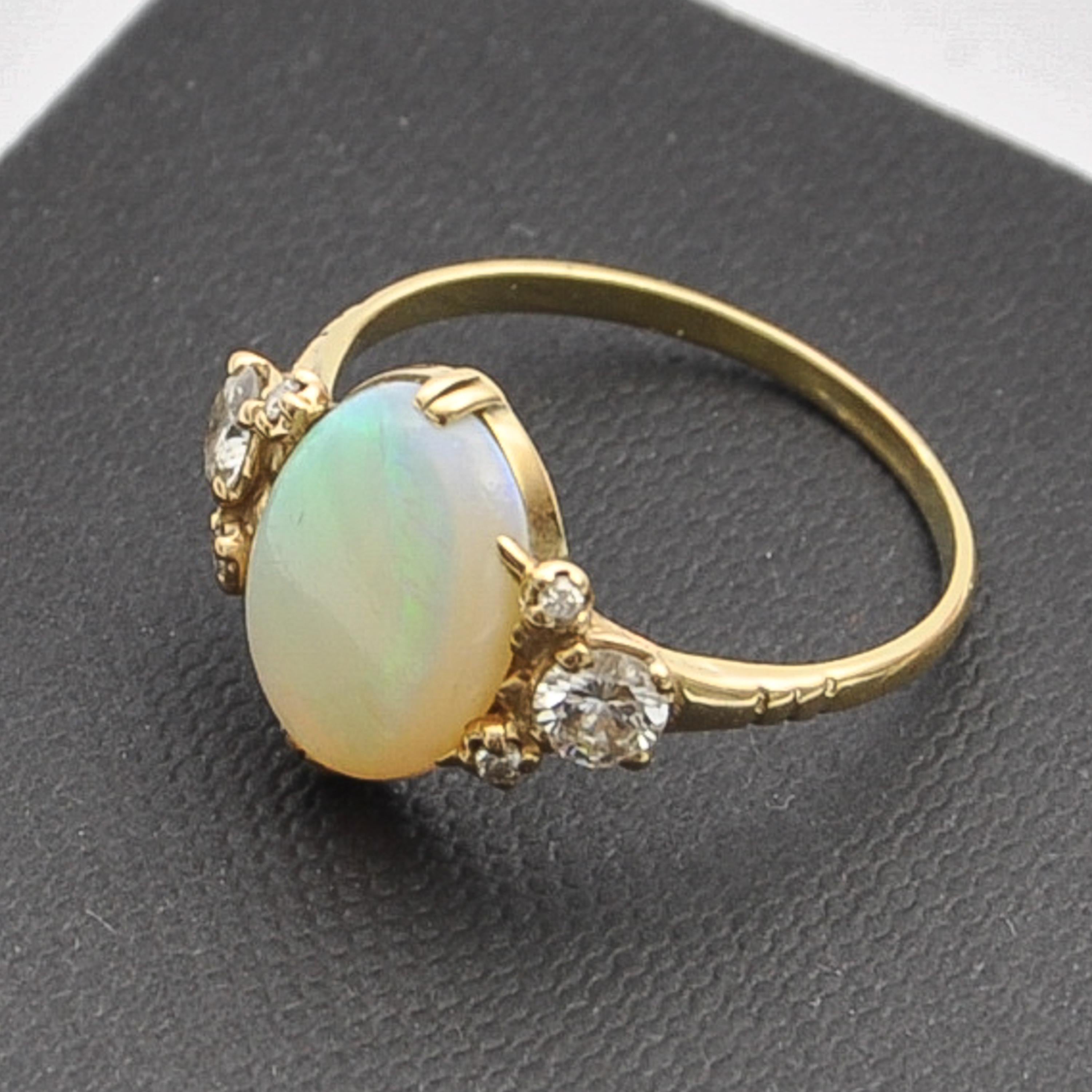 Art Deco Crystal White Opal and Diamond Ring For Sale 2