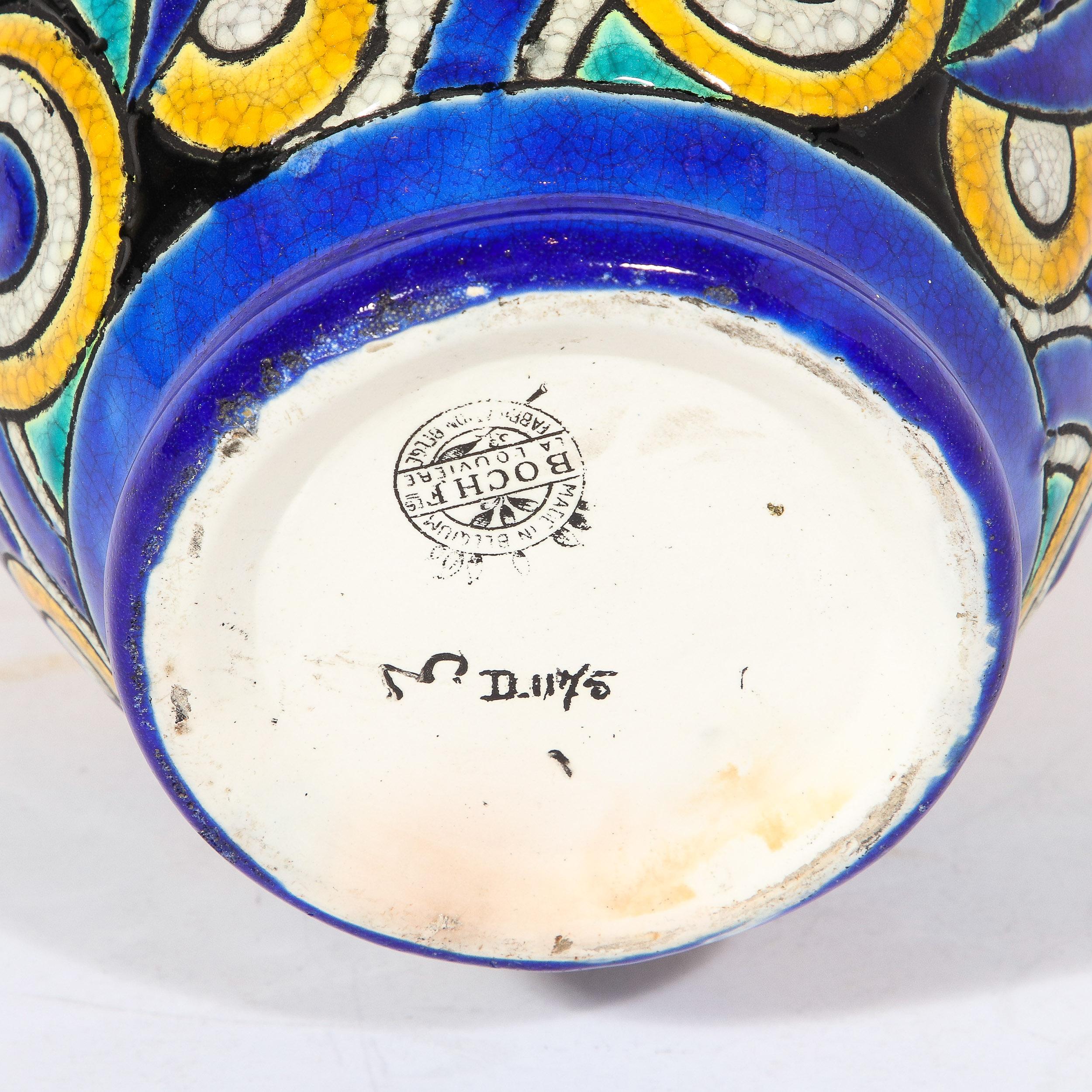 Céramique Vase cubique à fleurs Art Déco de Charles Catteau pour Boch Freres Keramis en vente
