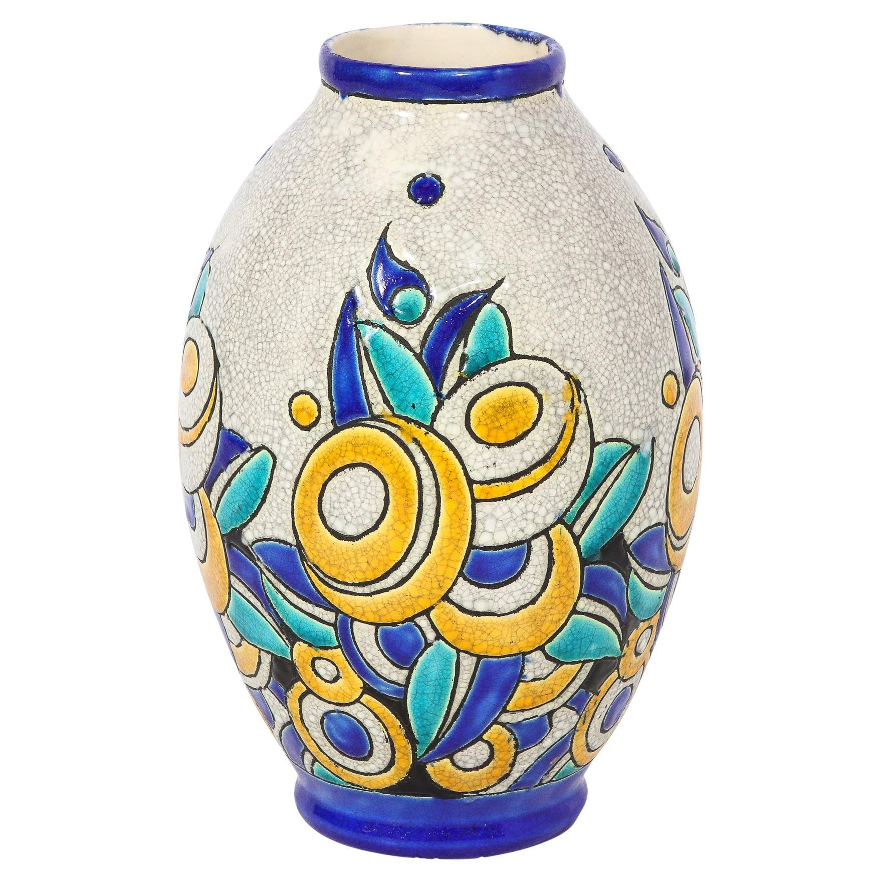 Vase cubique à fleurs Art Déco de Charles Catteau pour Boch Freres Keramis