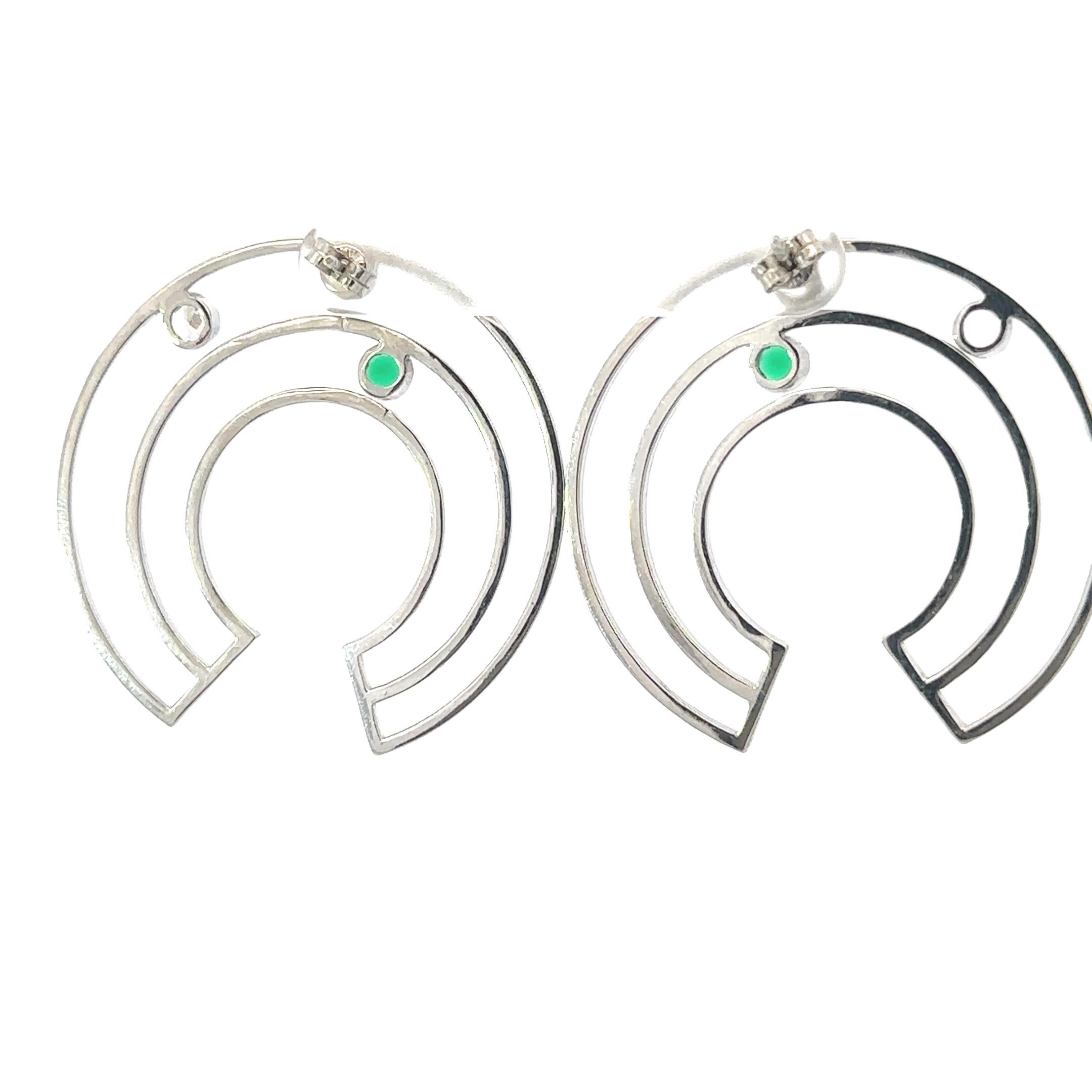 Women's Art Deco Style Cubic Zirconia Circle Stud Earrings in Silver Jewelry for Mom For Sale