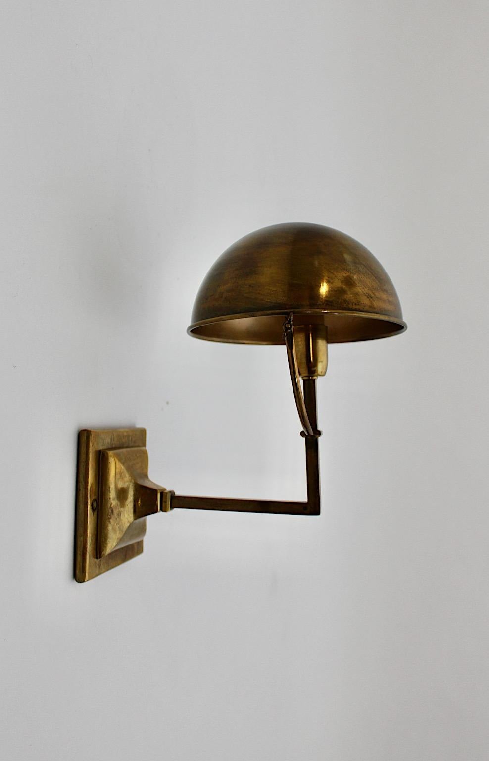 Modern Brass Sconces Table Lamps Dome Shade Pair 2000s  For Sale 5