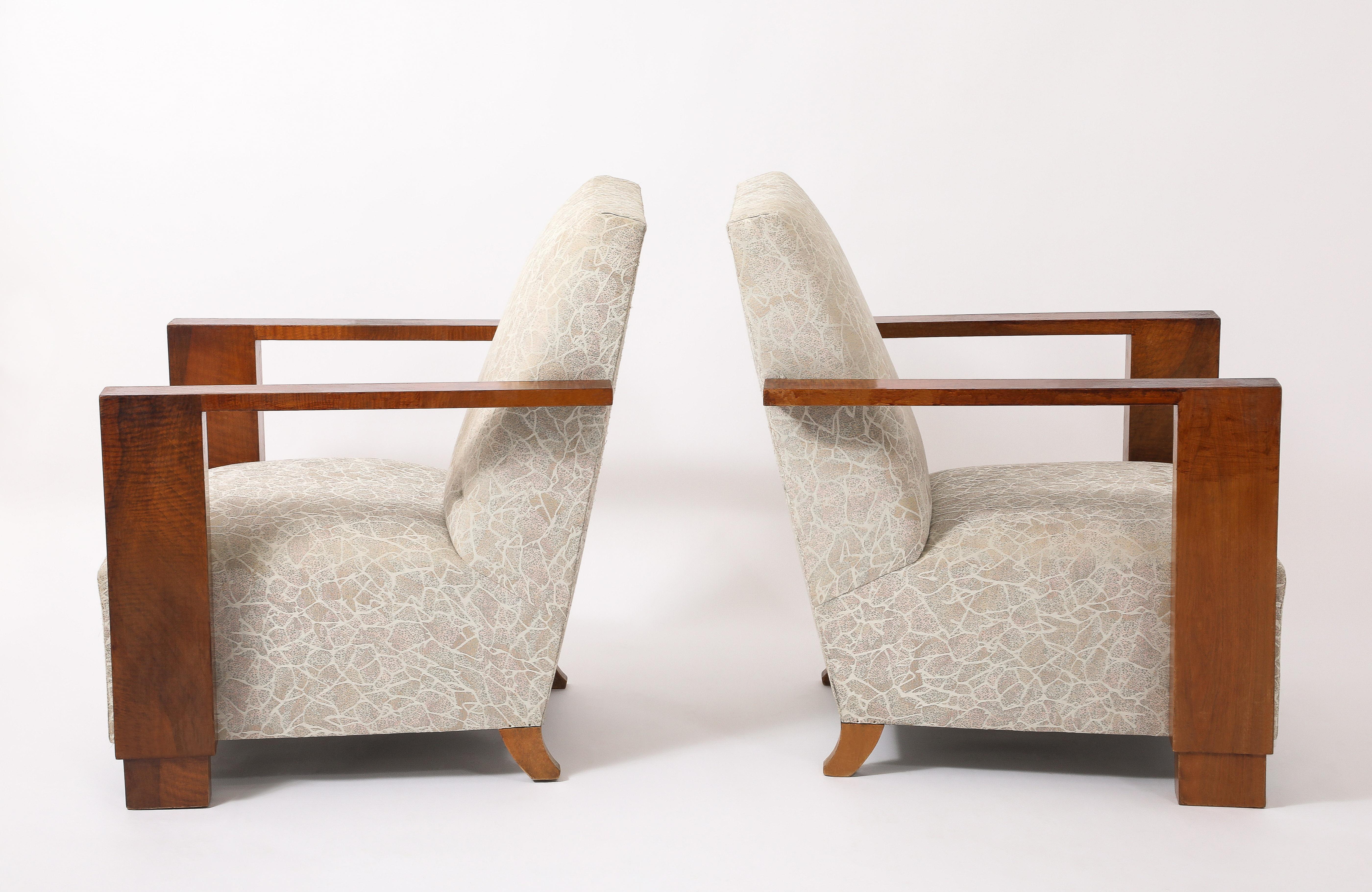 Poltrone cubiste Art Déco, Francia, anni '40 in vendita 3